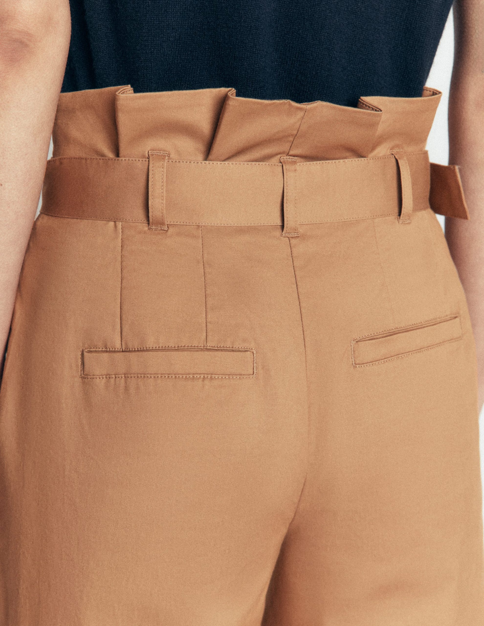 Paperbag Waist Pants-Cappuccino - Image 2