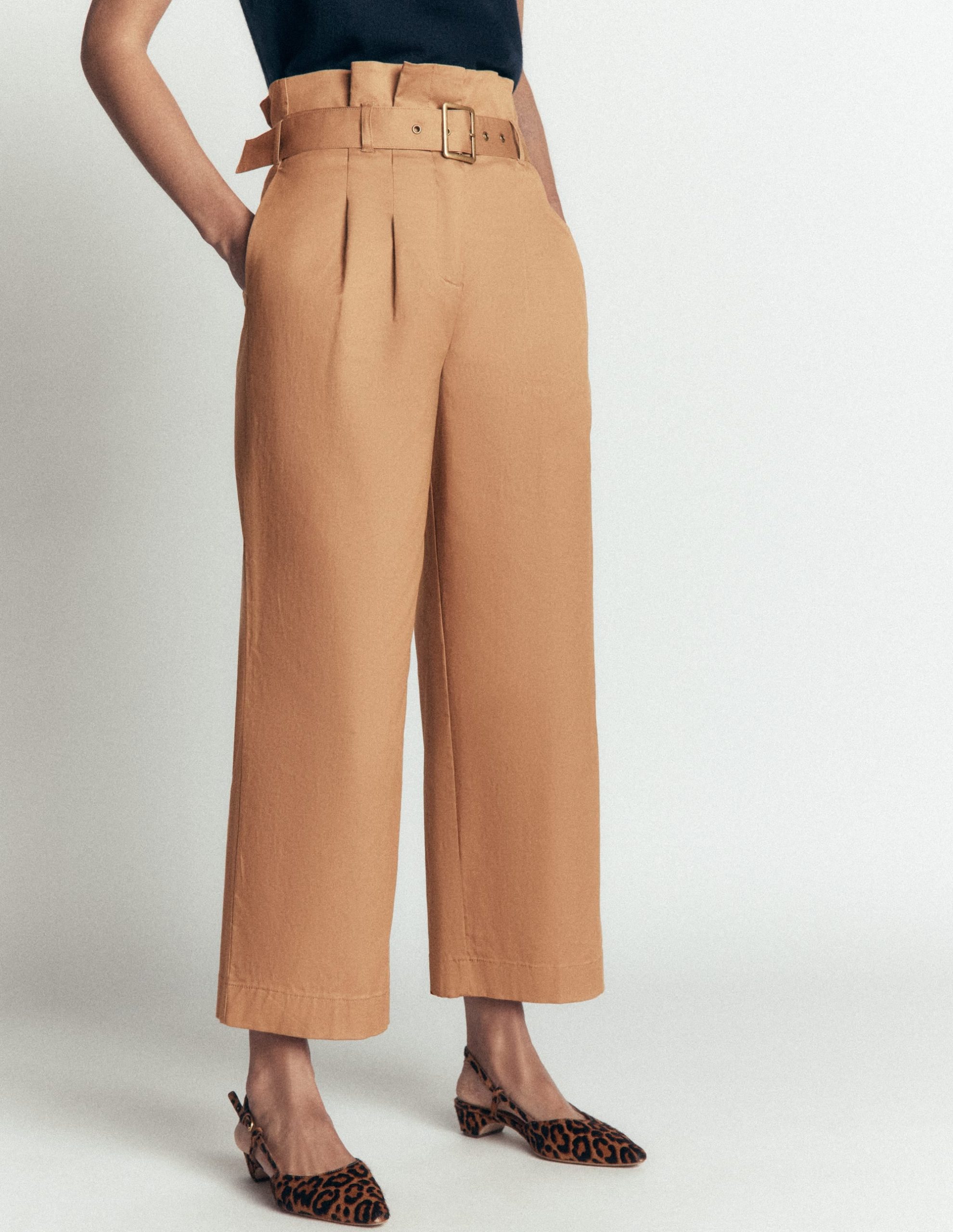 Paperbag Waist Pants-Cappuccino - Image 4