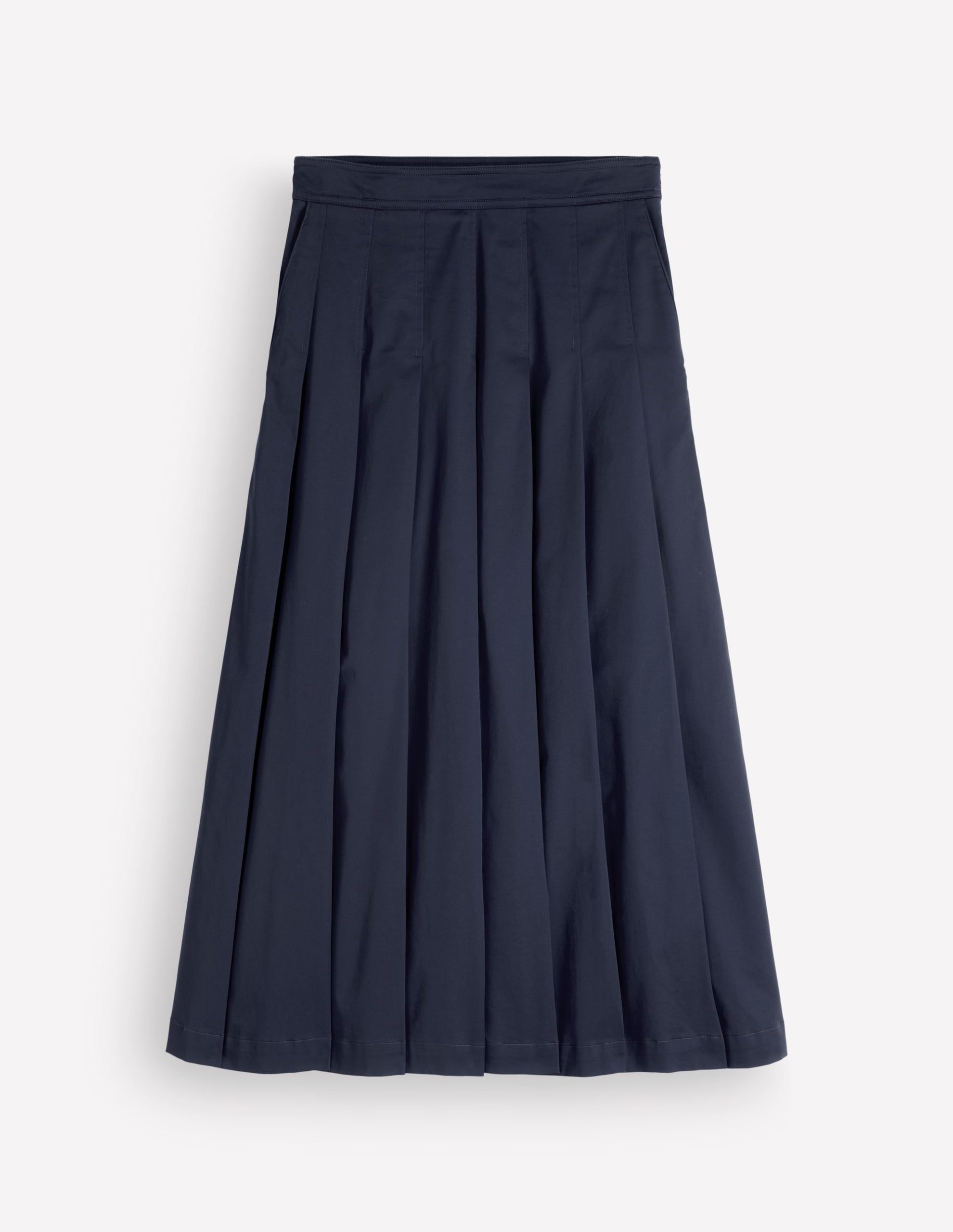 Aya Cotton Sateen Midi Skirt-Navy - Image 5