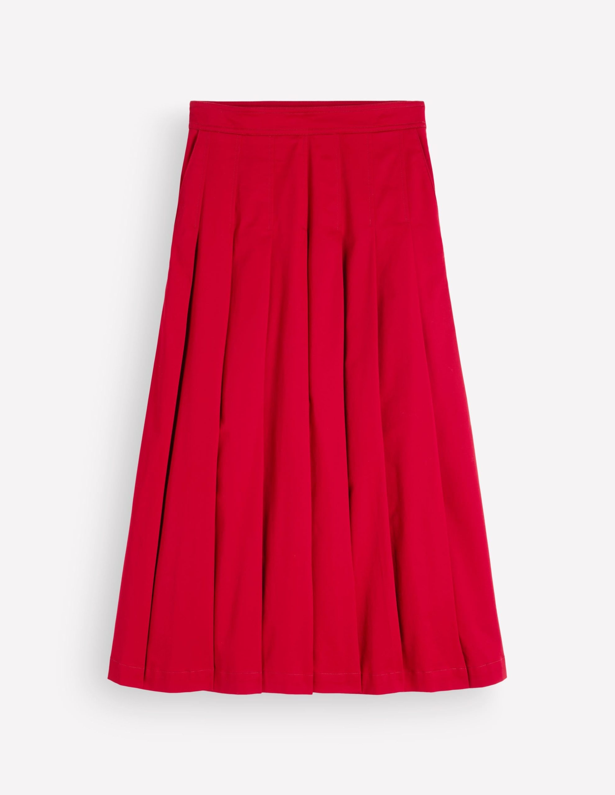 Aya Cotton Sateen Midi Skirt-Crimson Red - Image 5