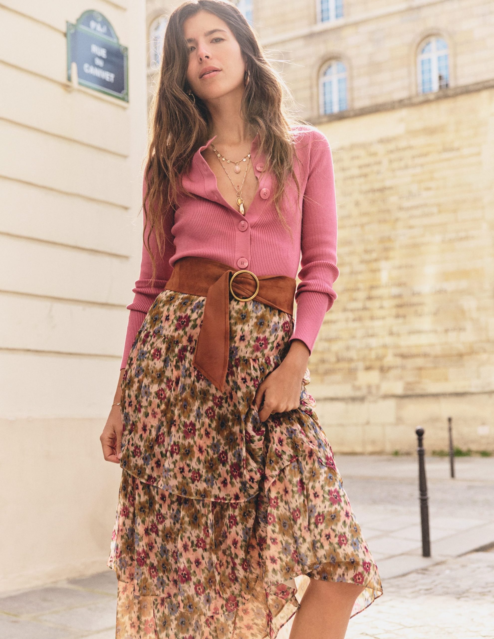 Tiered Ruffle Midi Skirt-Multi. Flecked Garden - Image 6