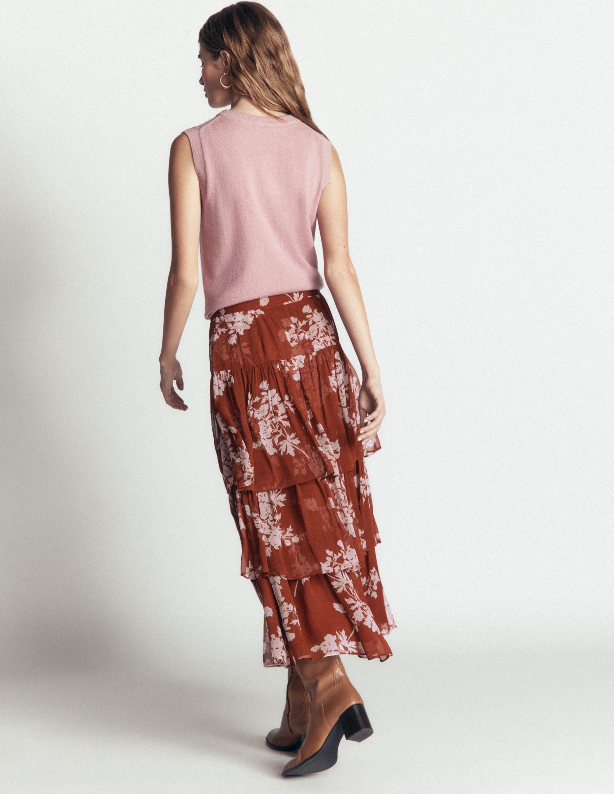 Tiered Ruffle Midi Skirt-Arabian Spice. Flecked Bunch - Image 4