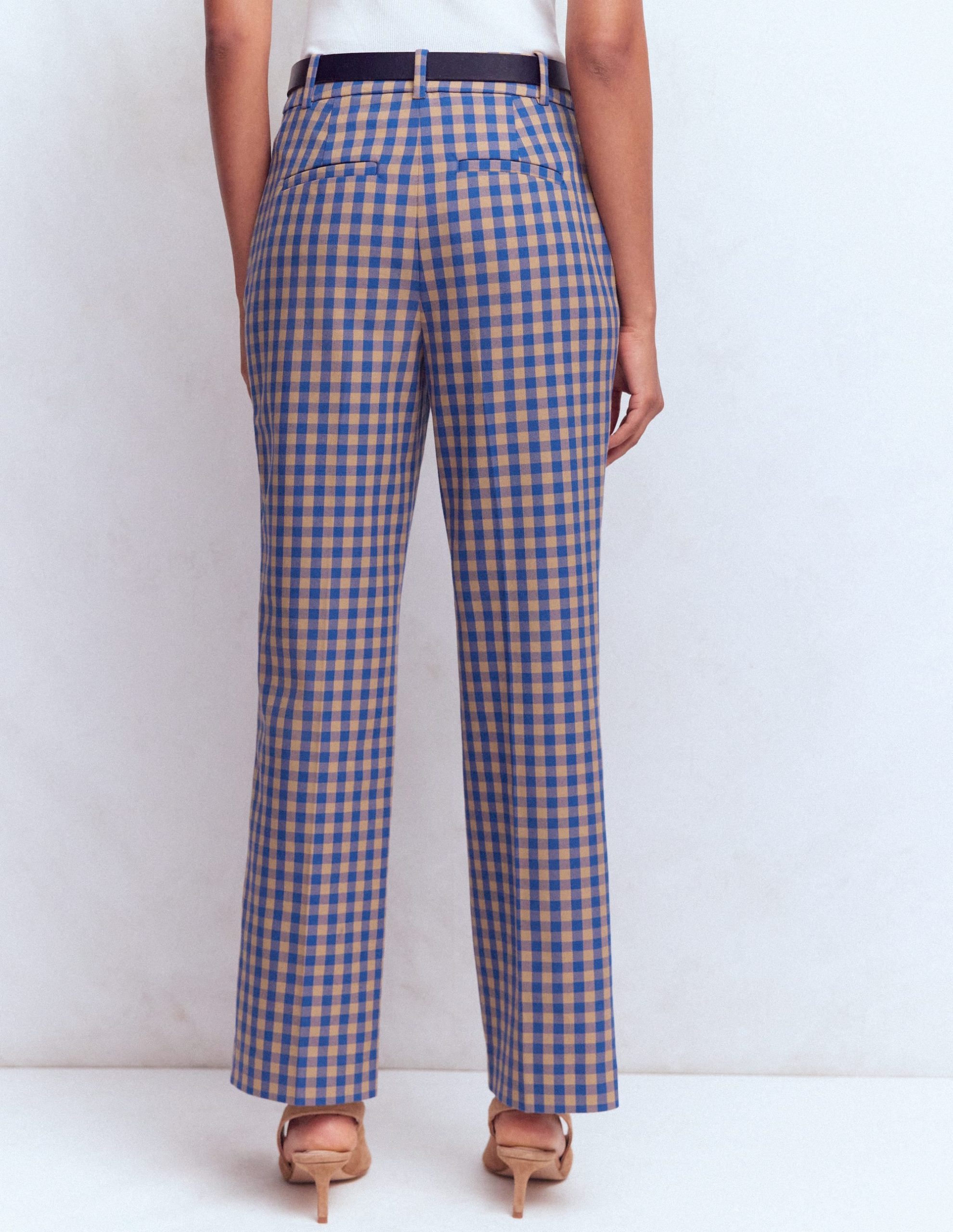 Canonbury Cotton 7/8 Pants-Camel. Blue Gingham - Image 3