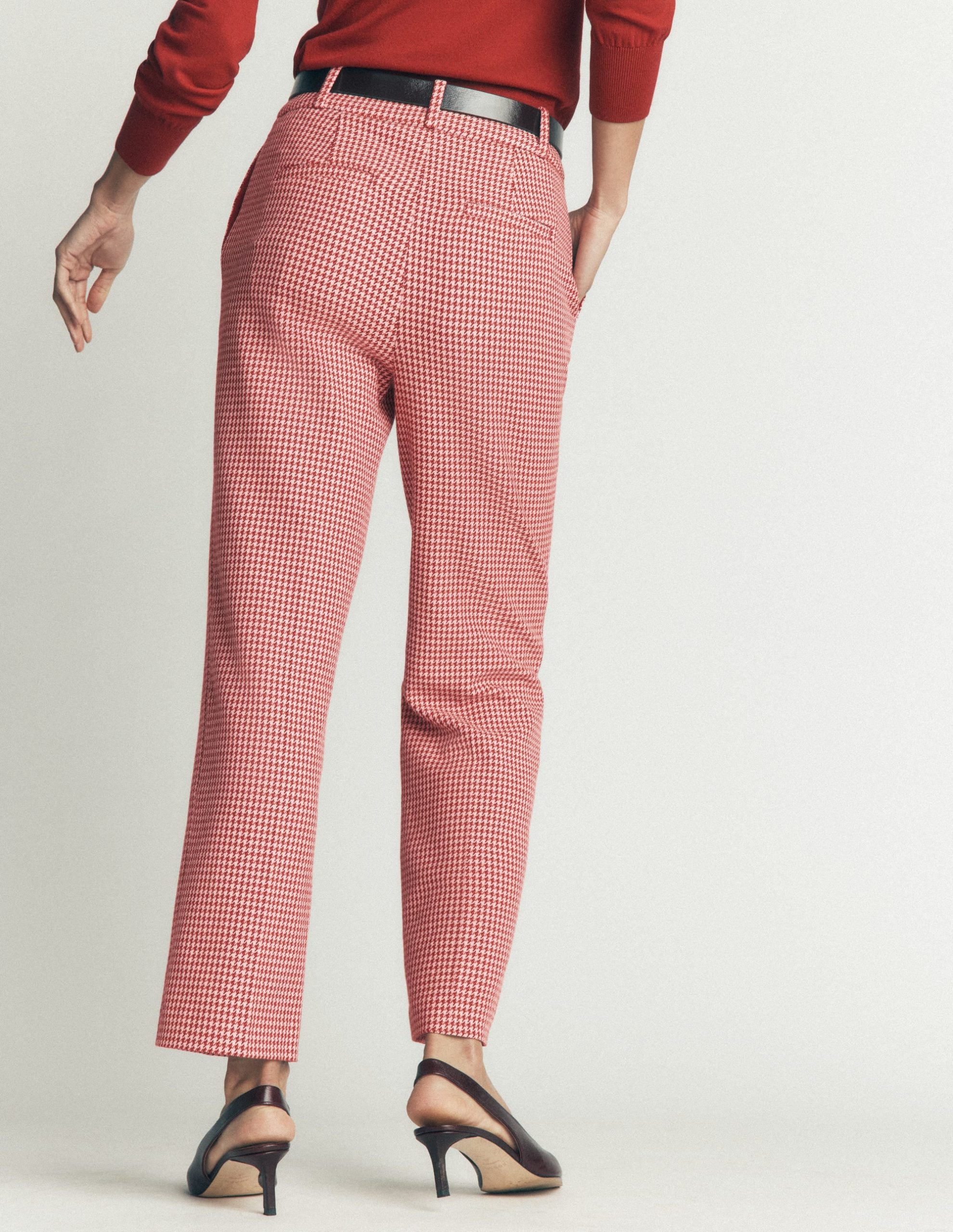 Canonbury Cotton 7/8 Pants-Pink. Brown Puppytooth - Image 4