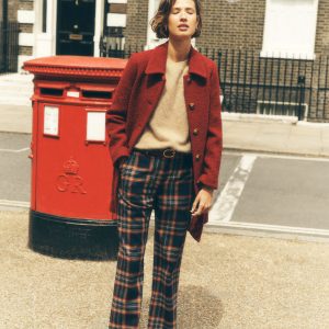 Fitzrovia Wool Blend Pants-Navy and Camel Check