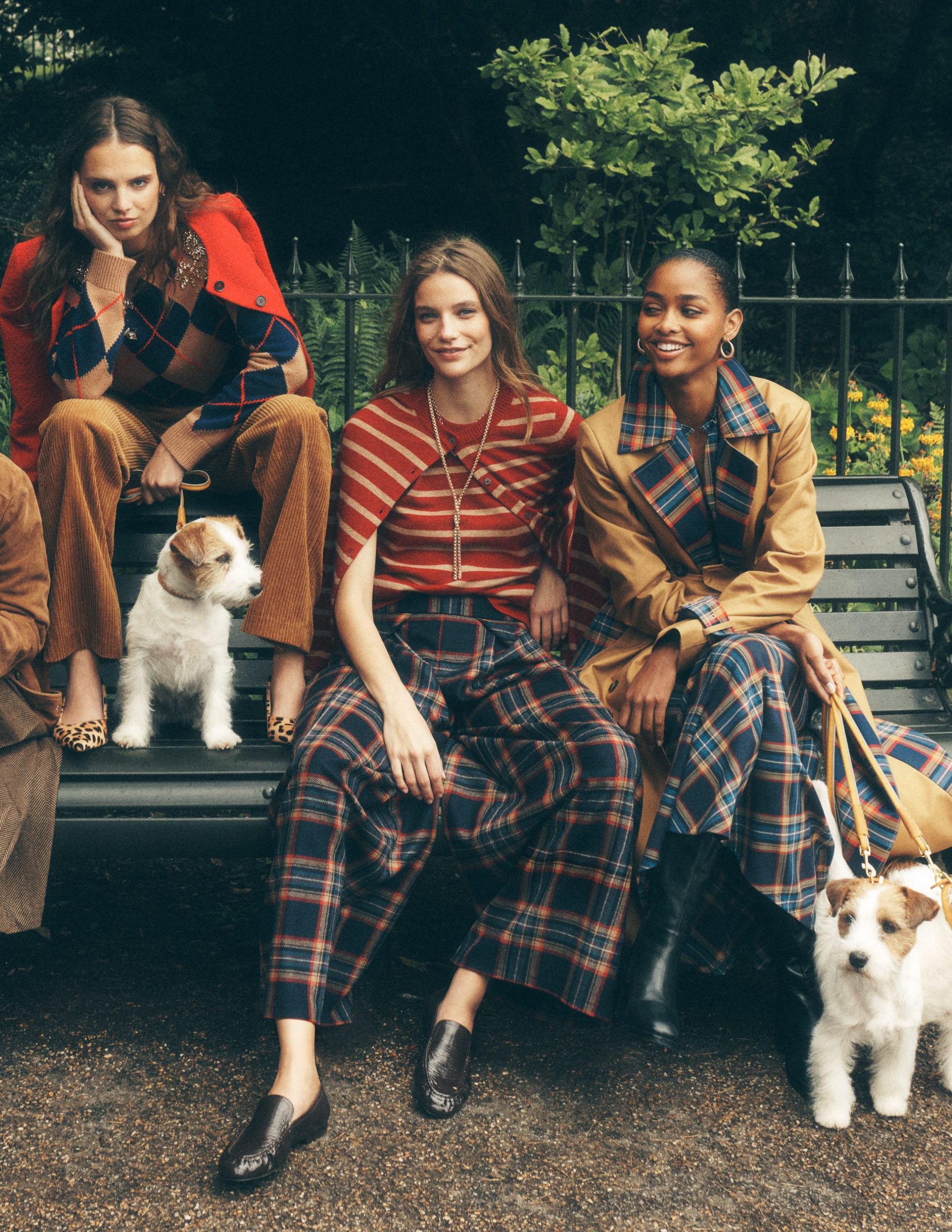 Wool Blend Pleated Culottes-Navy. Camel Check - Image 6