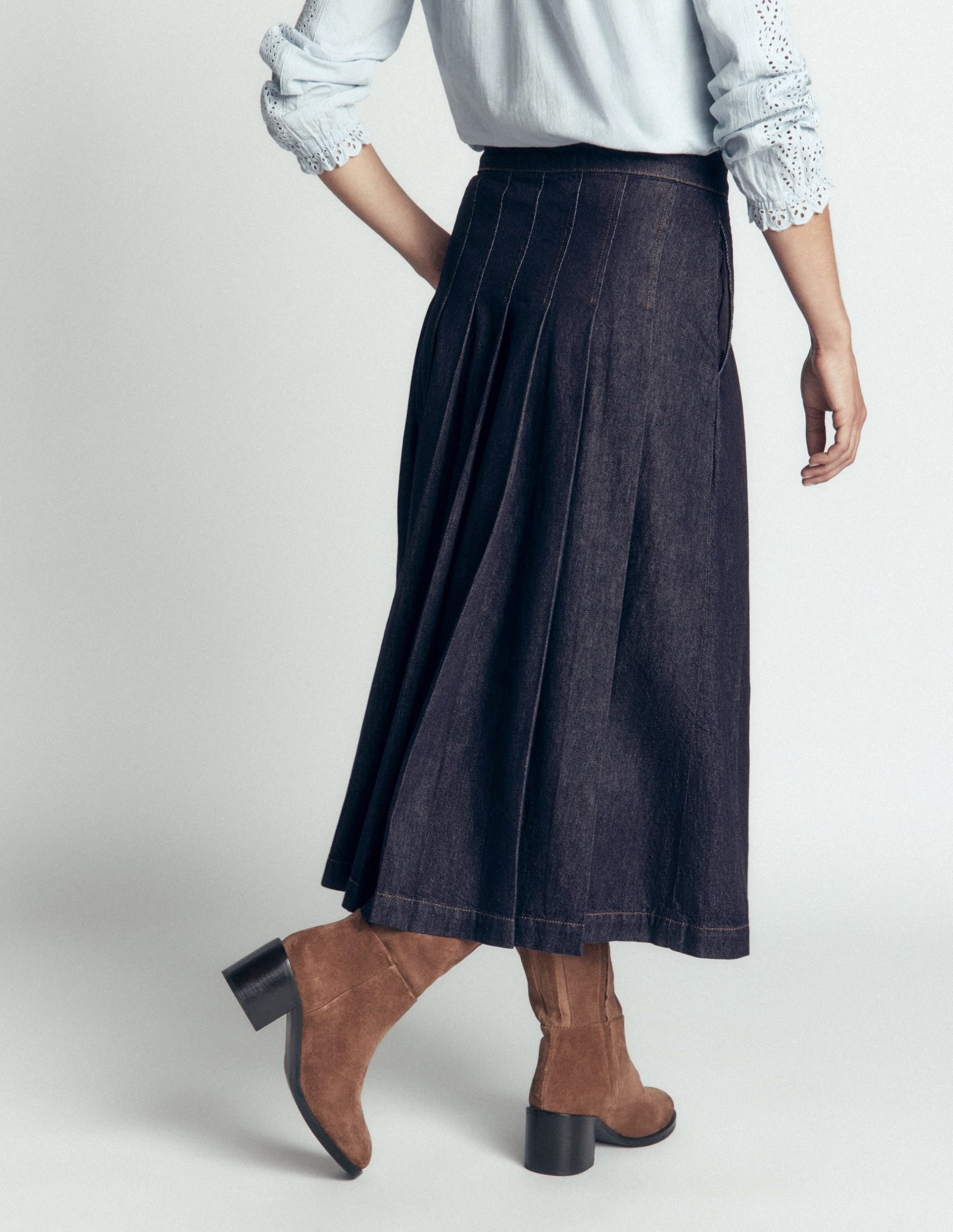 Aya Denim Midi Skirt-Indigo - Image 3