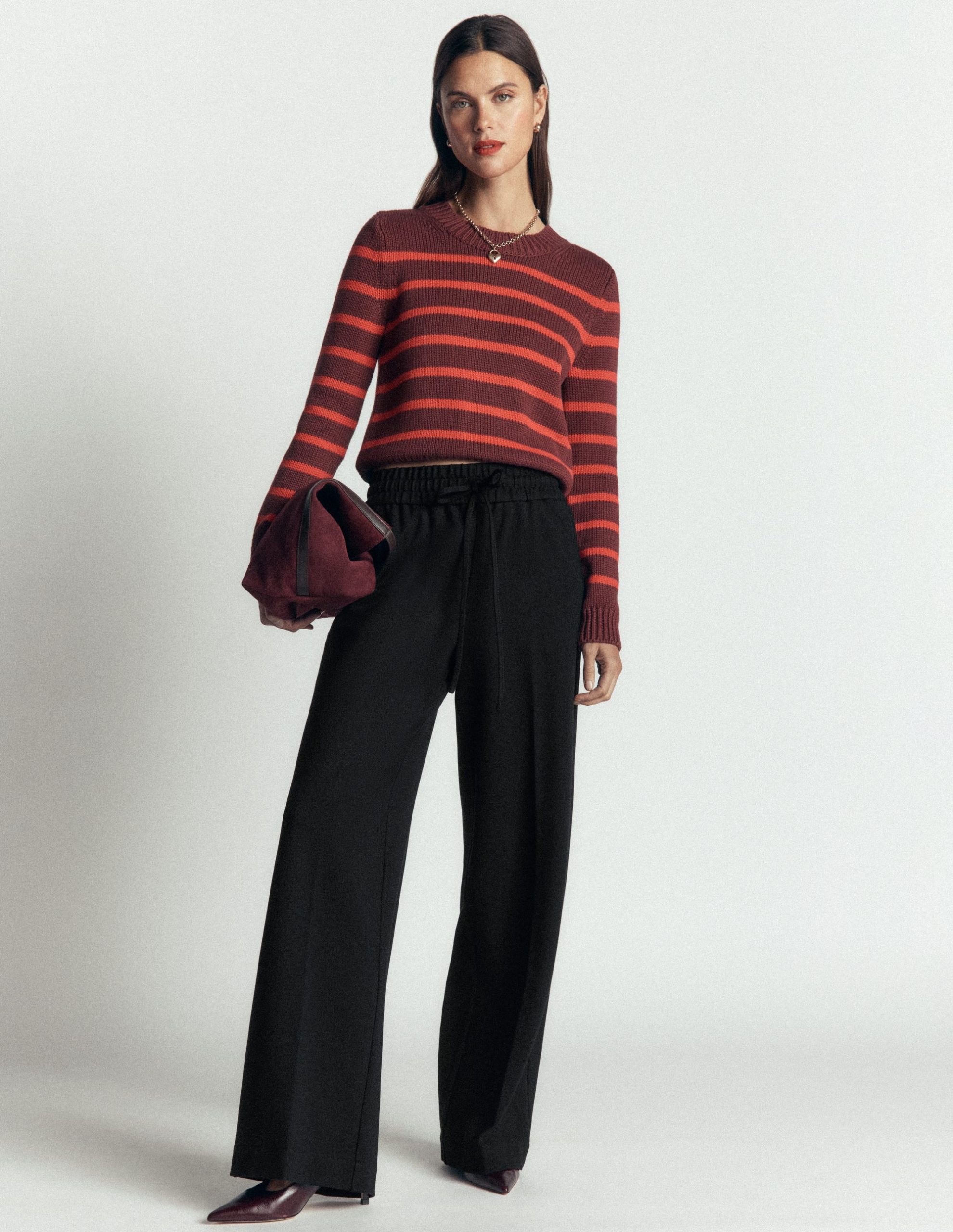Greenwich Tie Ponte Pants-Black