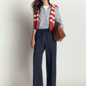 Greenwich Tie Ponte Pants-Navy