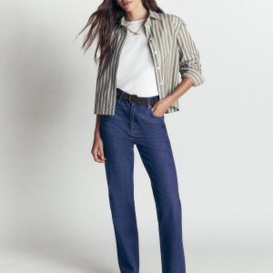 High Rise Straight Jeans-Indigo Rinse
