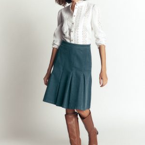 Flippy Cord Skirt-Storm Blue