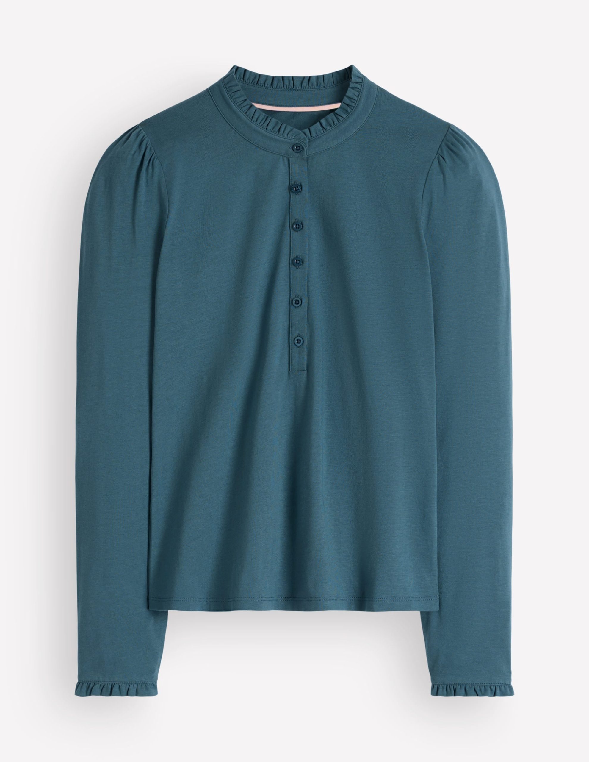Supersoft Frill Henley Top-Storm Blue - Image 4