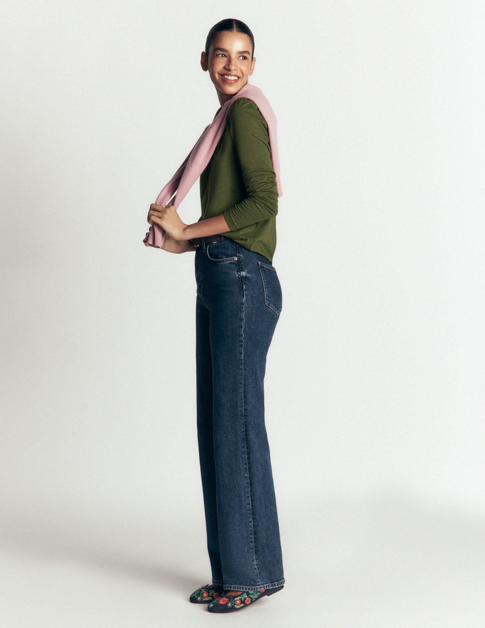 Cotton Crew Long Sleeve Top-Chive - Image 3