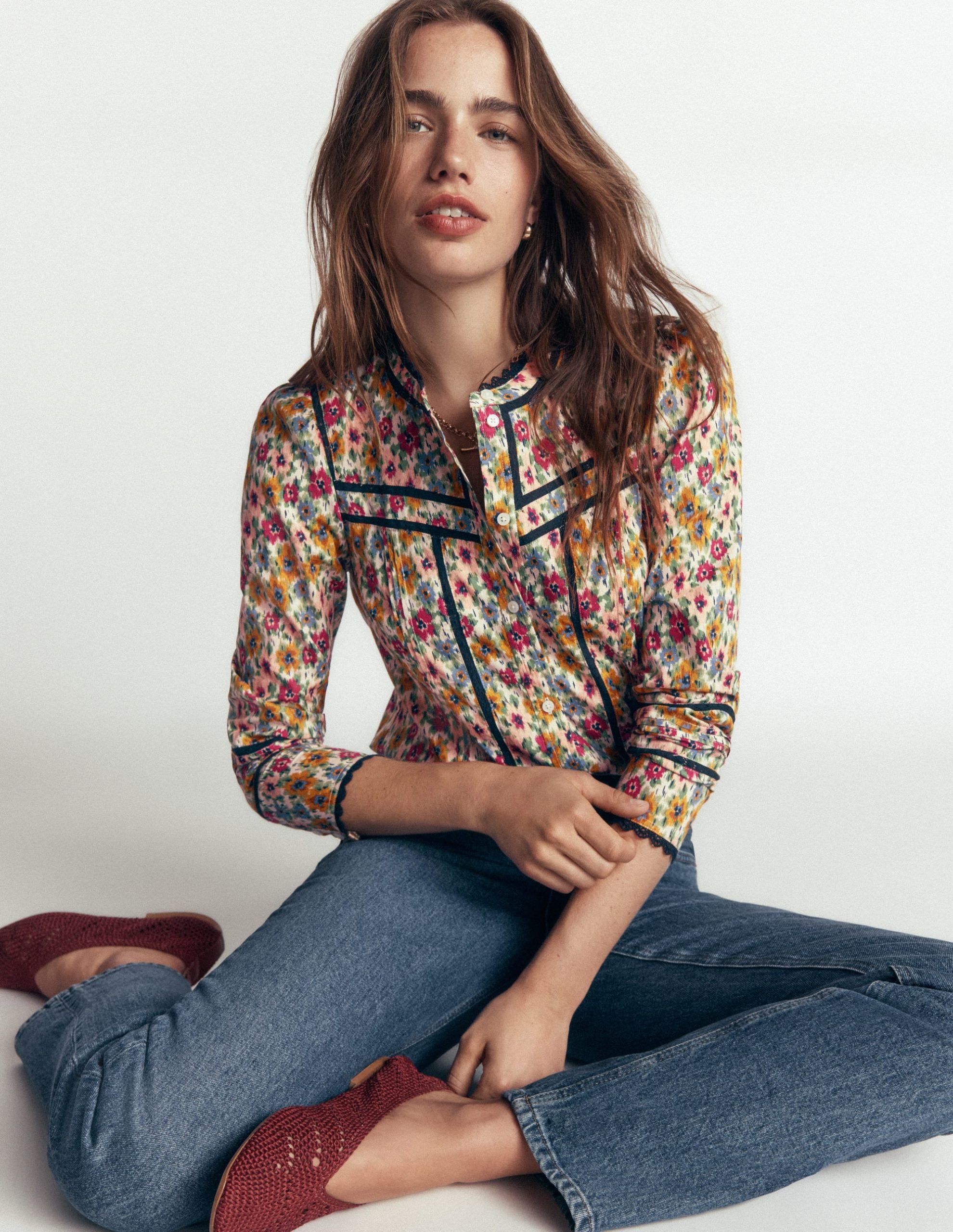 Carmen Trim Detail Top-Multi. Flecked Garden - Image 2