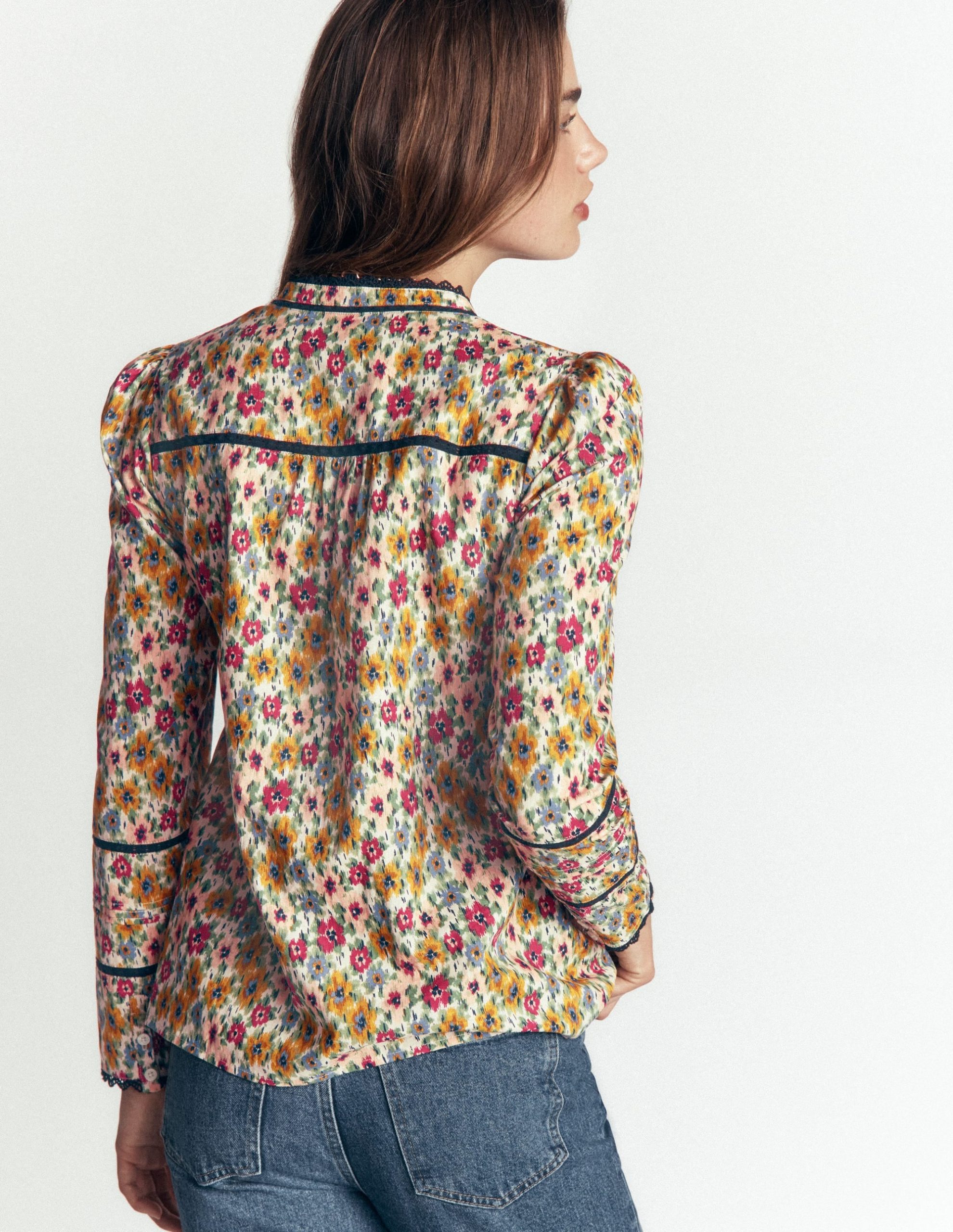 Carmen Trim Detail Top-Multi. Flecked Garden - Image 4