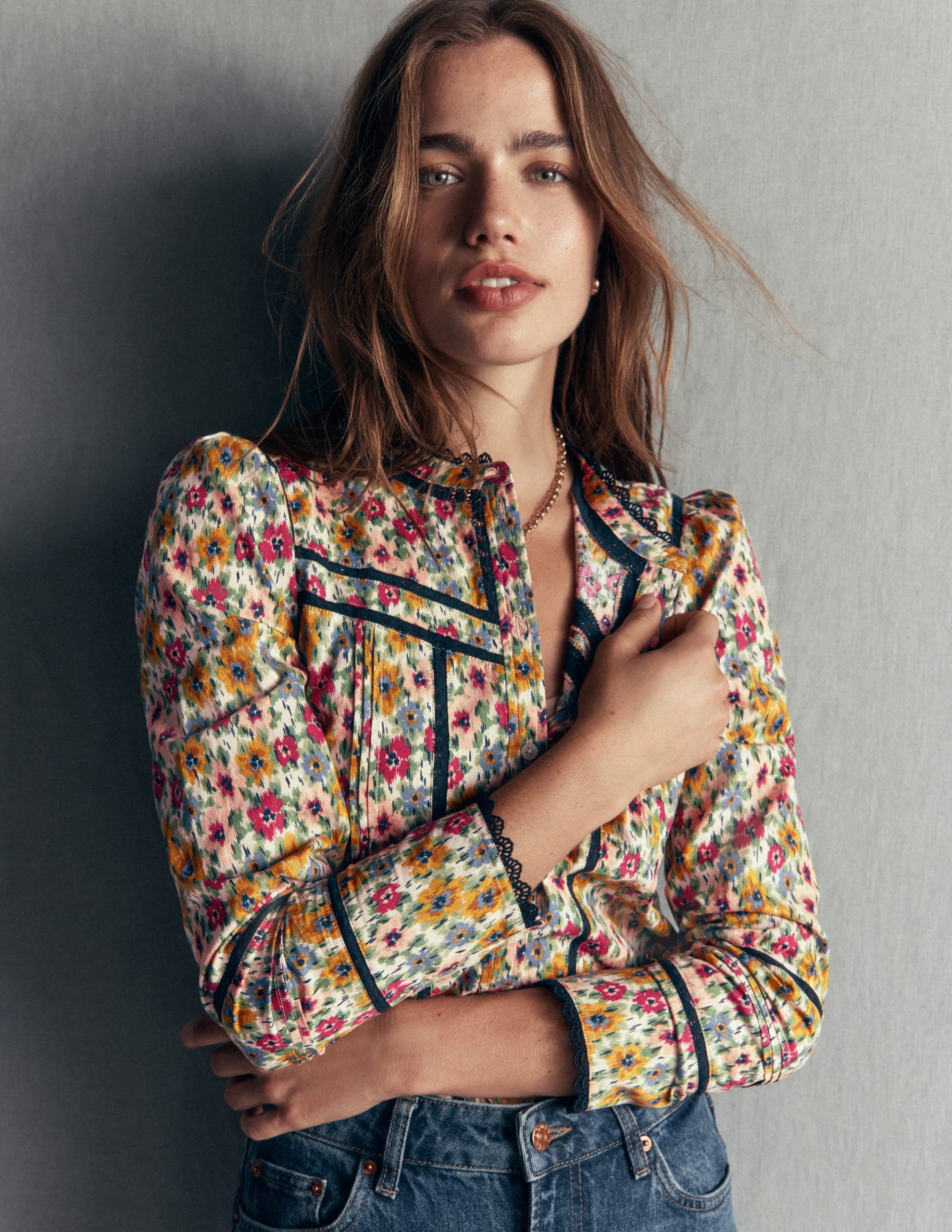 Carmen Trim Detail Top-Multi. Flecked Garden - Image 5
