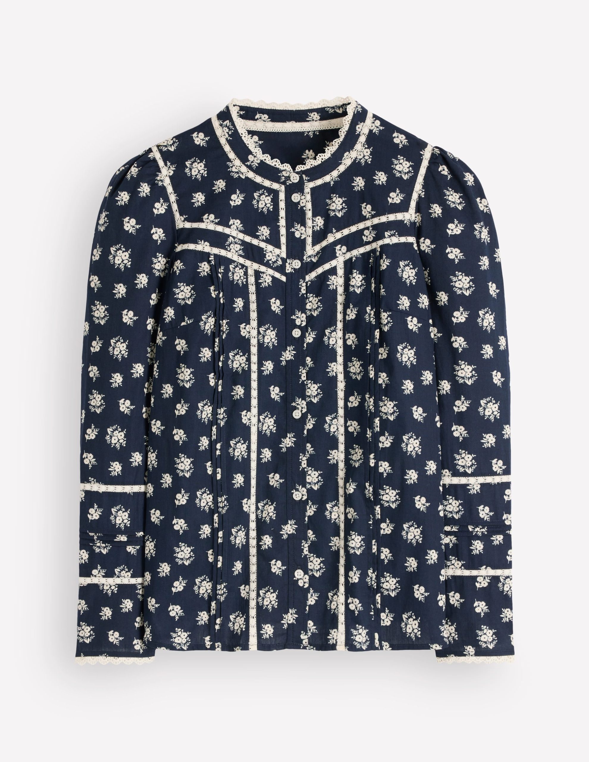 Carmen Trim Detail Top-French Navy. Delicate Garden - Image 6