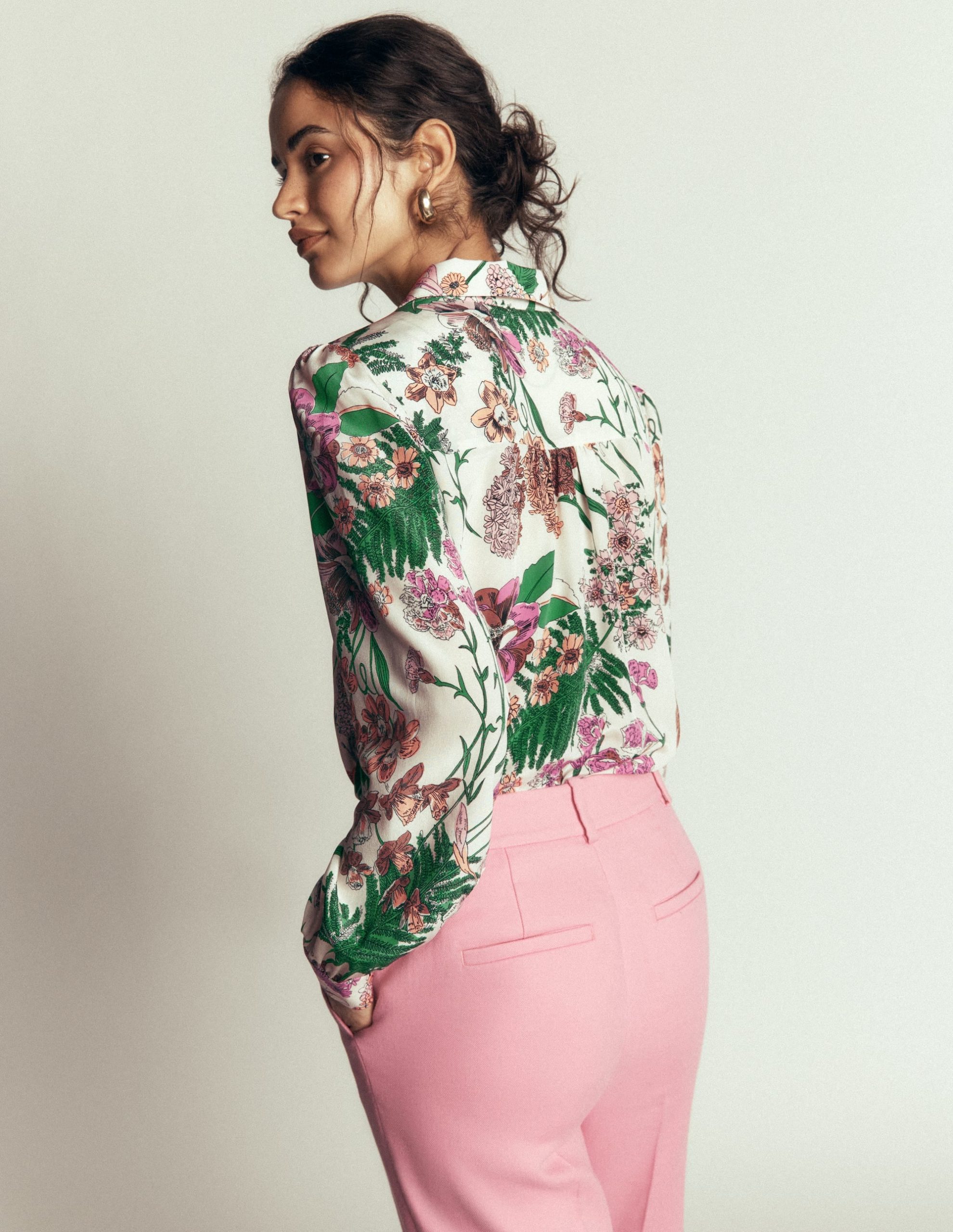 Sara Silk Shirt-Ivory. Whimsical Flora - Image 4
