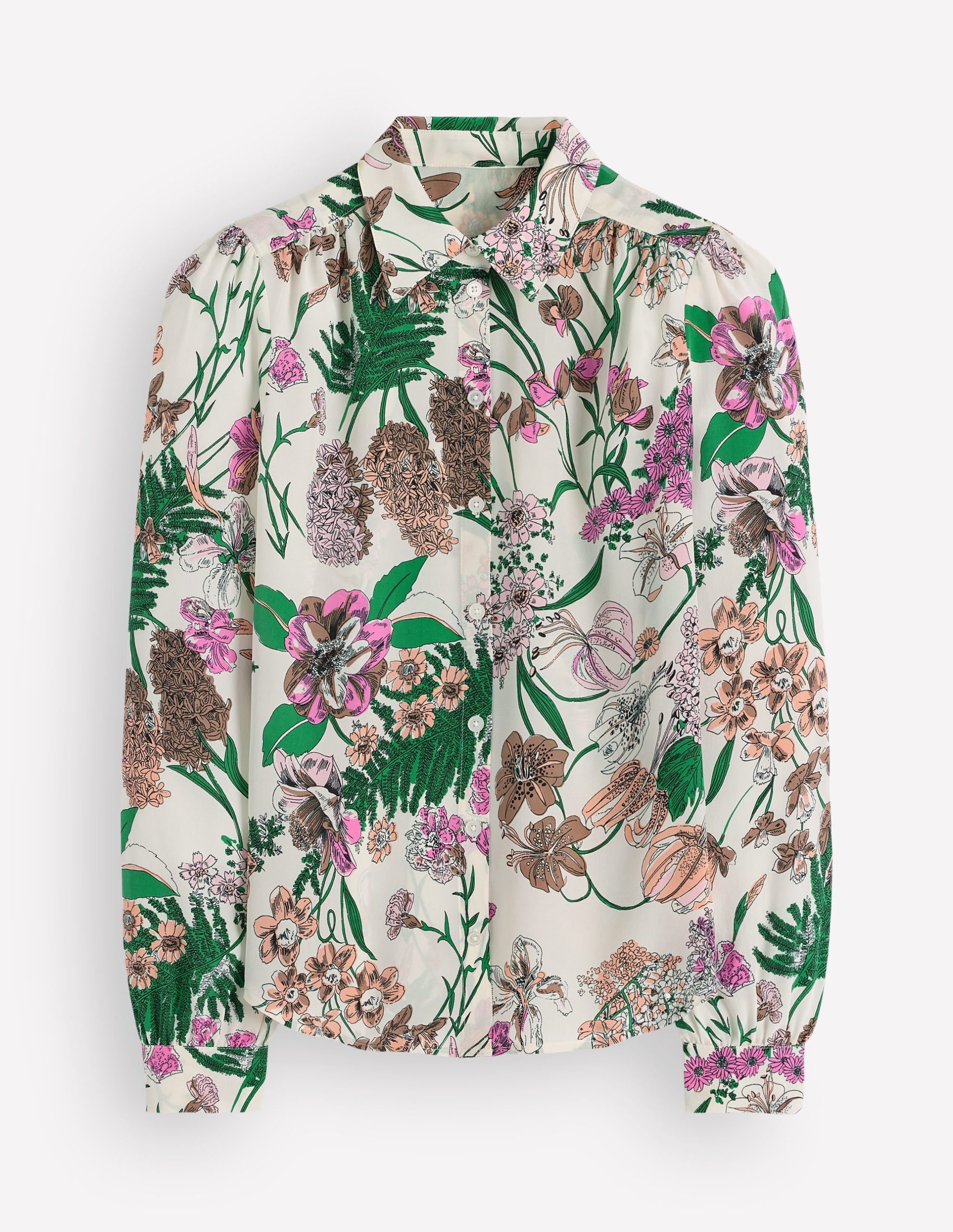 Sara Silk Shirt-Ivory. Whimsical Flora - Image 6
