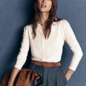 Zip Collar Supersoft Top-Ivory