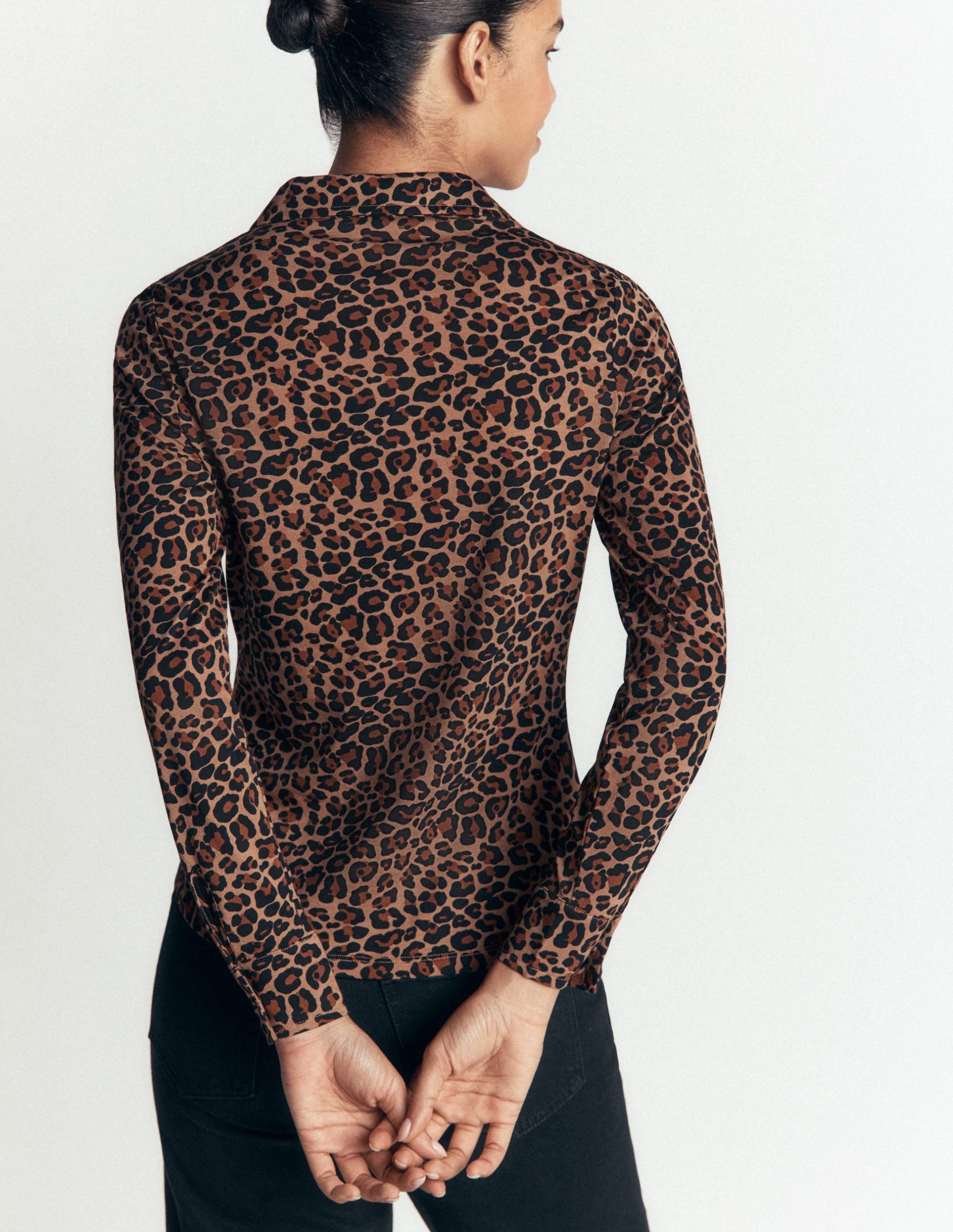 Supersoft Ruched Jersey Shirt-Camel. Leopard Fields - Image 3