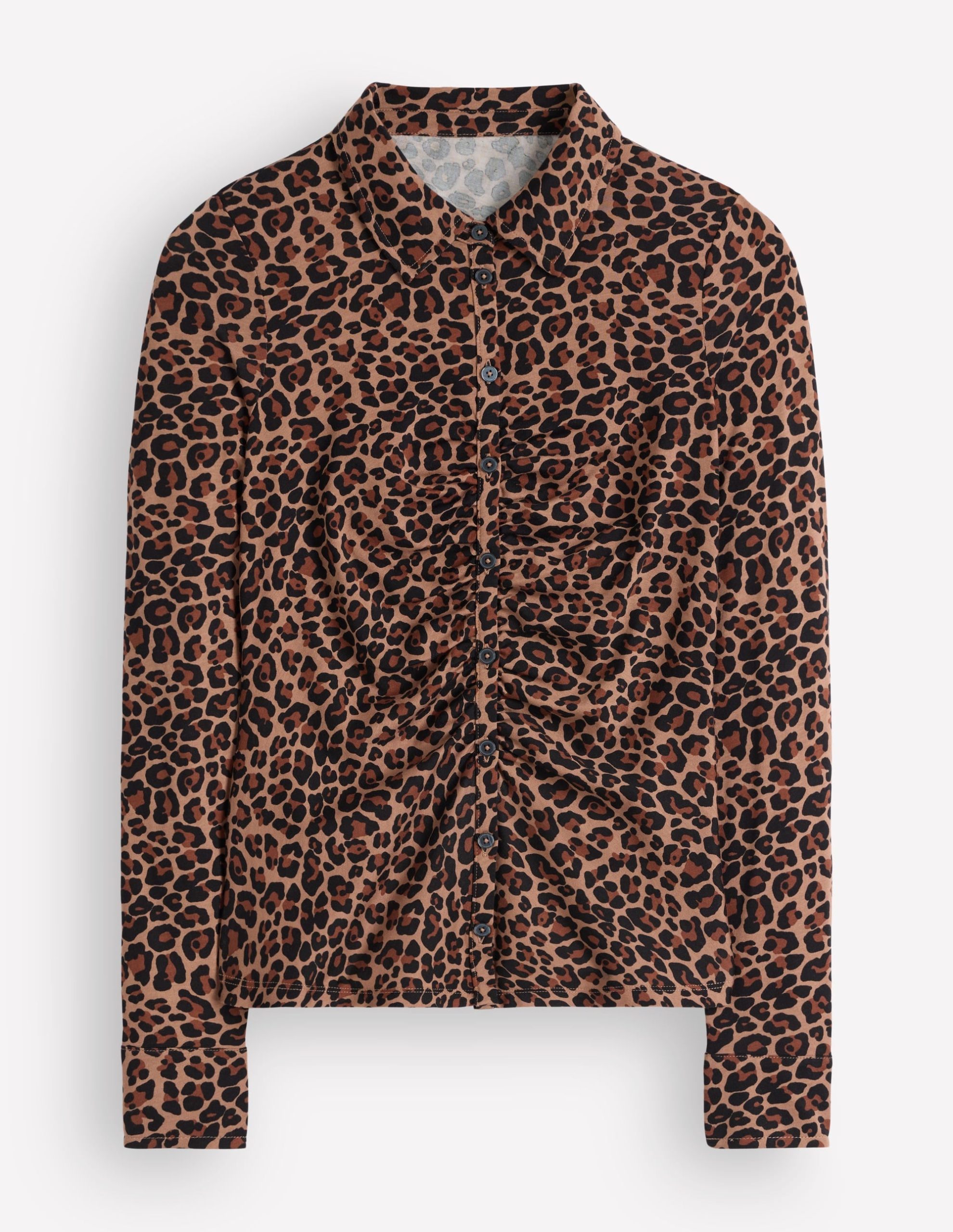 Supersoft Ruched Jersey Shirt-Camel. Leopard Fields - Image 4