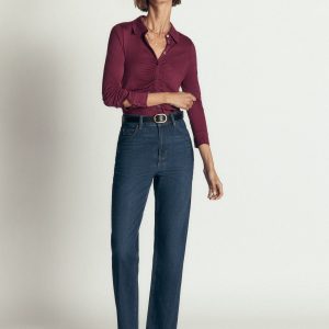 Supersoft Ruched Jersey Shirt-Deep Wisteria