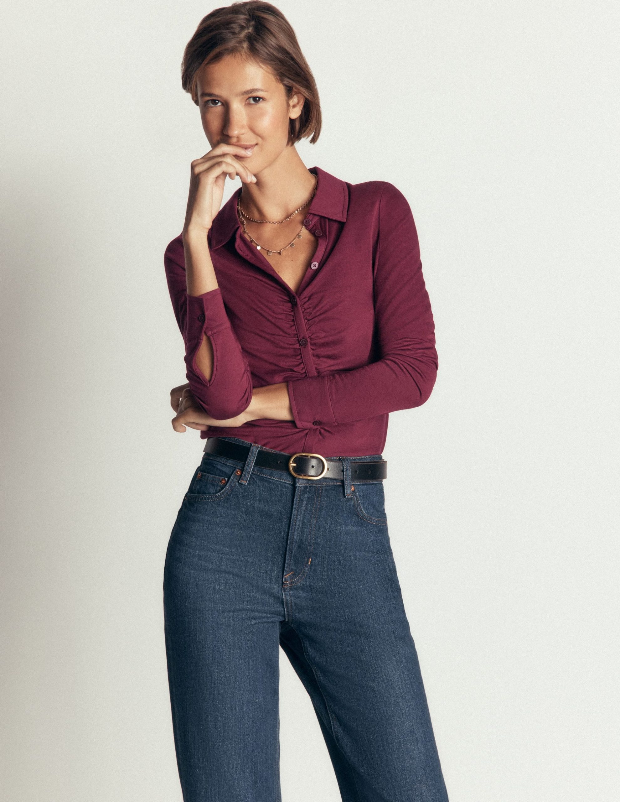 Supersoft Ruched Jersey Shirt-Deep Wisteria - Image 3