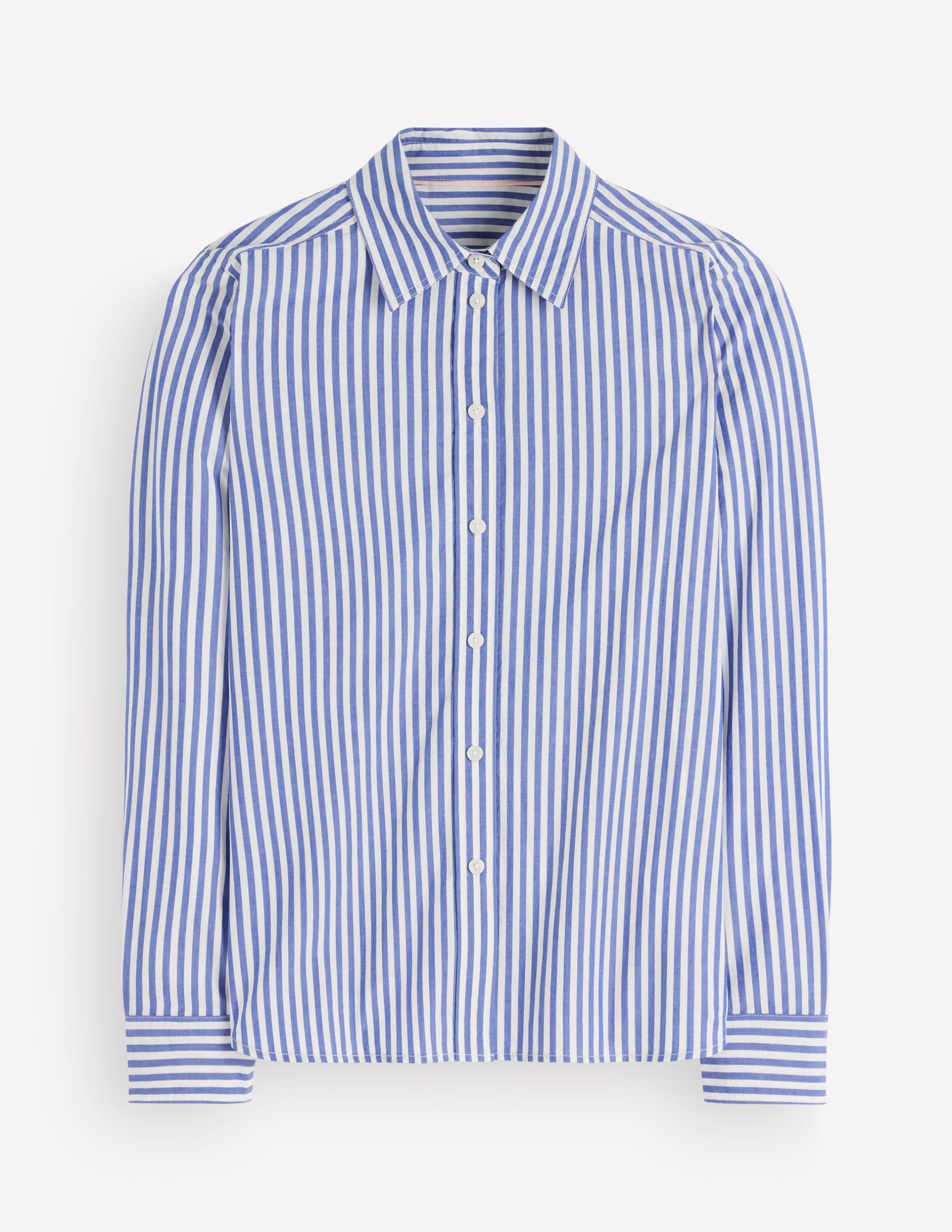 The New Sienna Cotton Shirt-Bright Blue. Ivory Stripe - Image 5