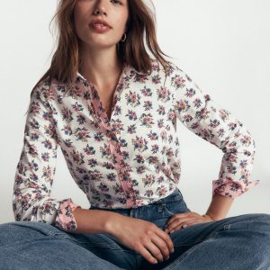The New Sienna Cotton Shirt-Soft Cream. Delicate Garden