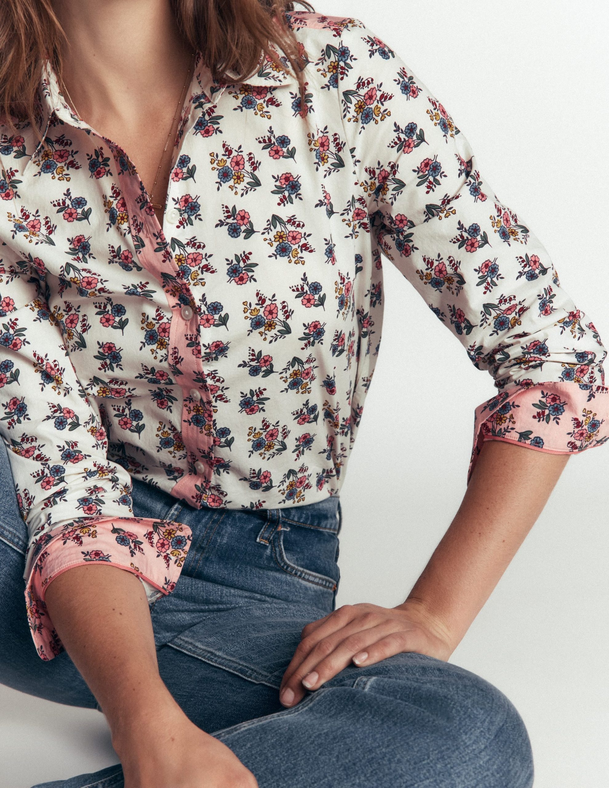 The New Sienna Cotton Shirt-Soft Cream. Delicate Garden - Image 2