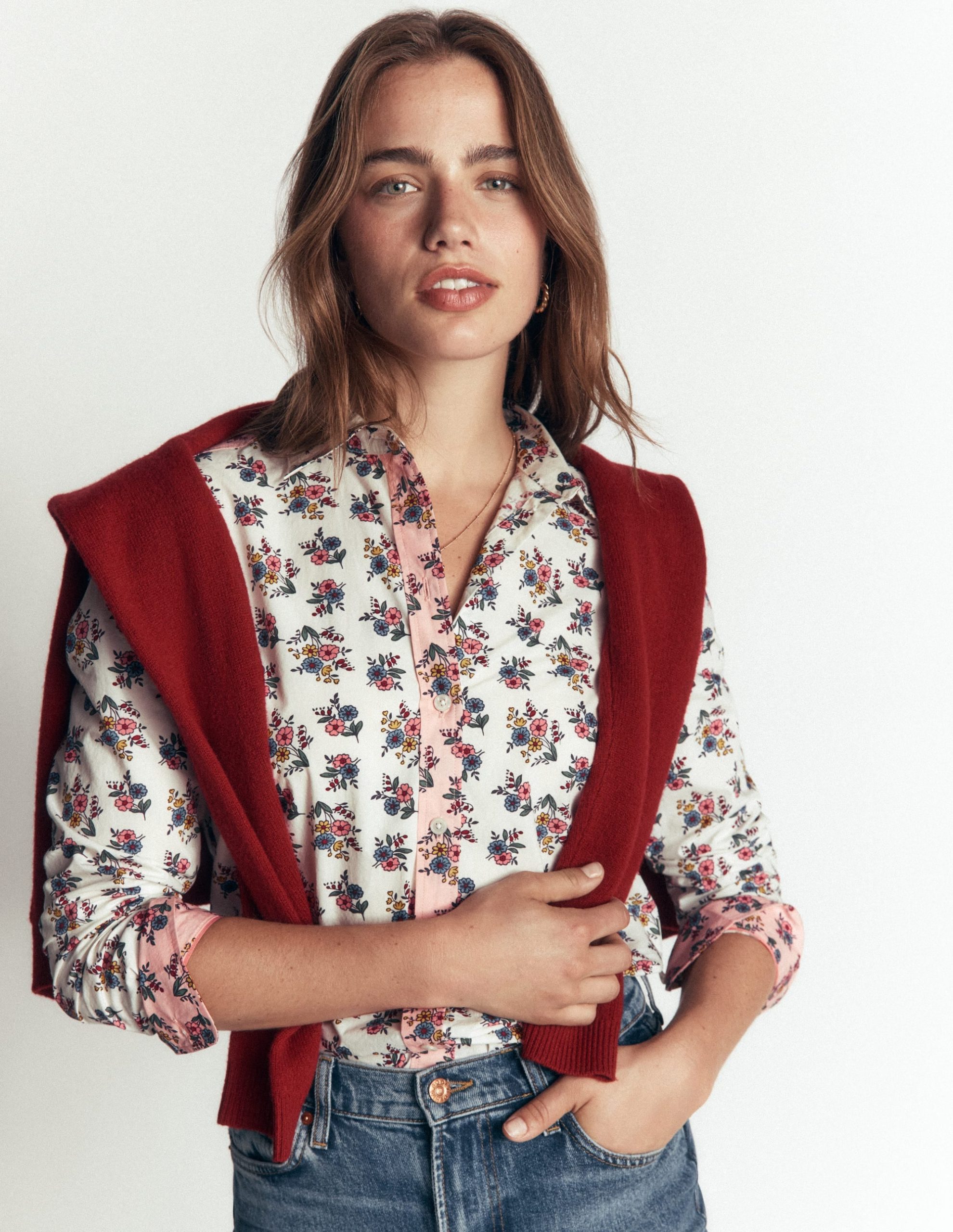 The New Sienna Cotton Shirt-Soft Cream. Delicate Garden - Image 4