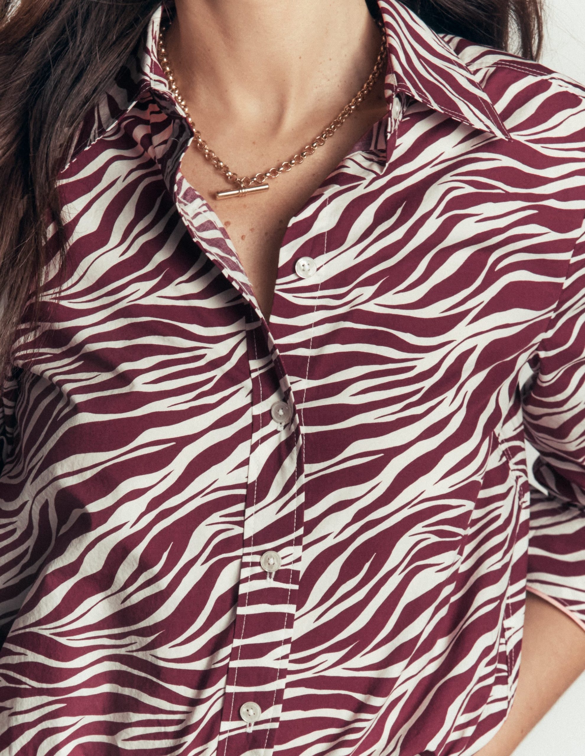 The New Sienna Cotton Shirt-Chestnut. Zebra Swirl - Image 2