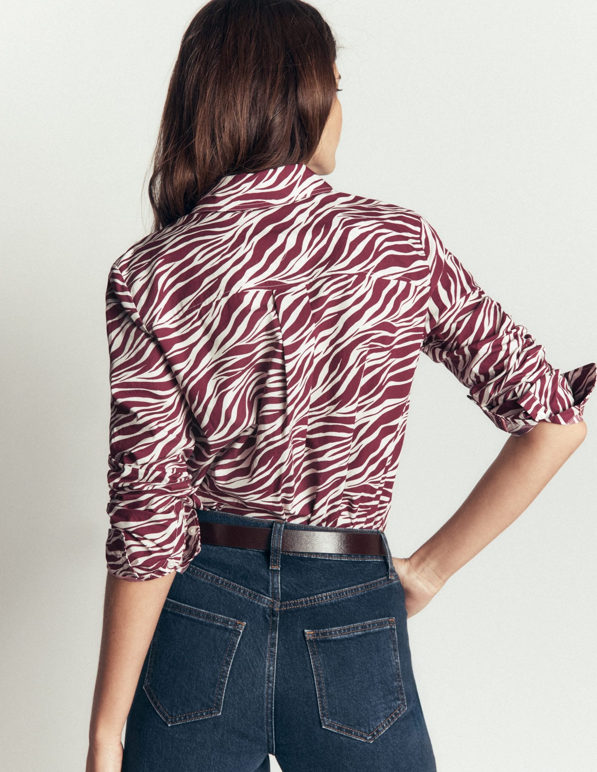 The New Sienna Cotton Shirt-Chestnut. Zebra Swirl - Image 3