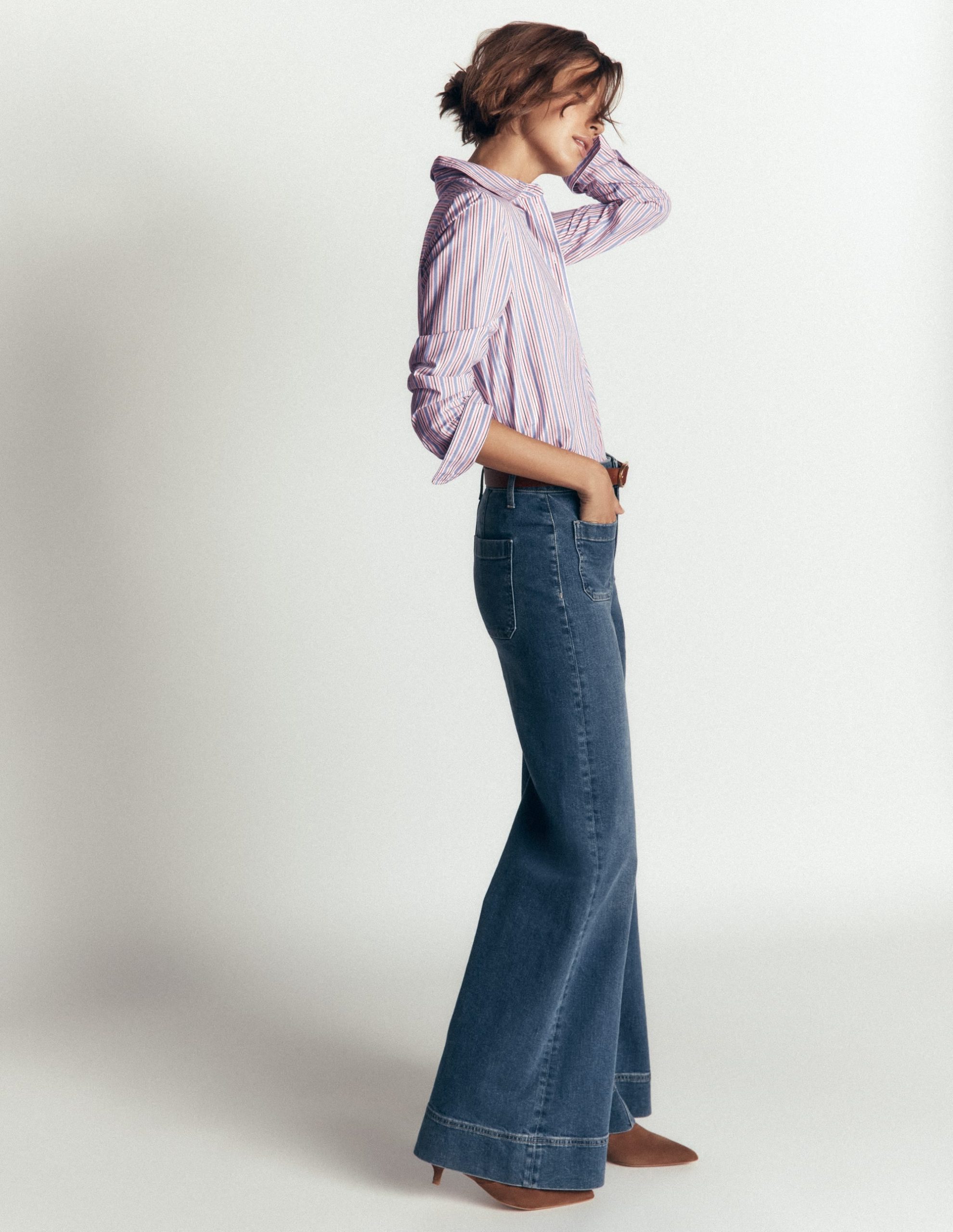 The New Sienna Cotton Shirt-Blue. Jam Red Stripe - Image 3