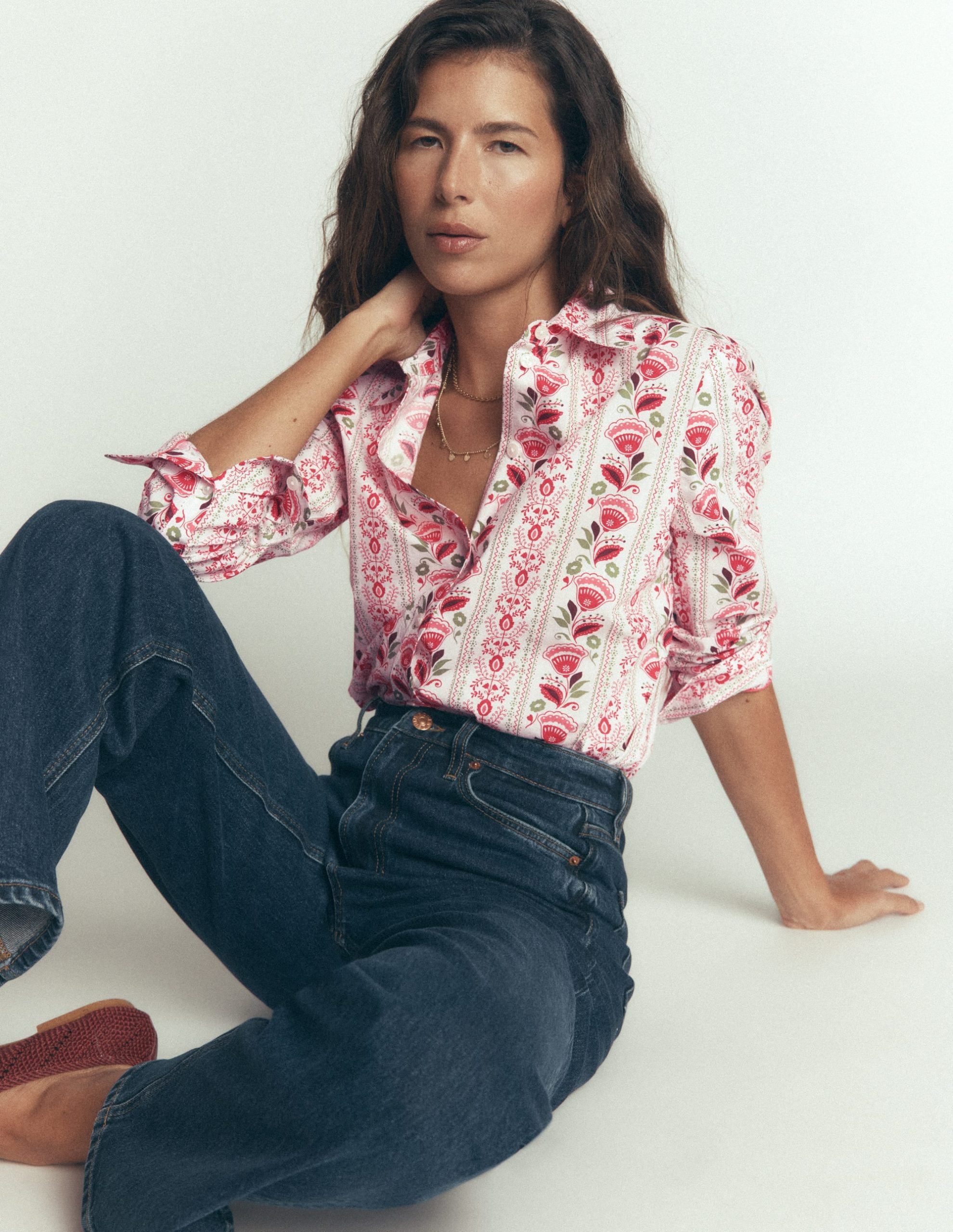 The New Sienna Cotton Shirt-Ivory. Petal Trail
