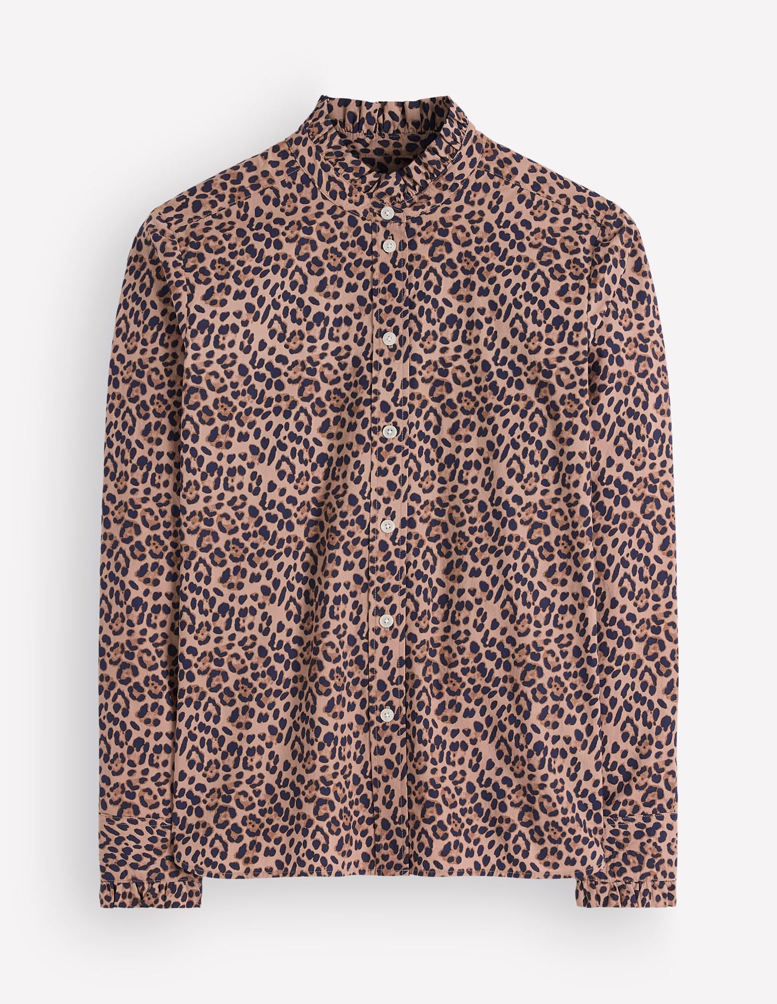 Sienna Frill Cotton Shirt-Demerara. Brushed Animal - Image 6