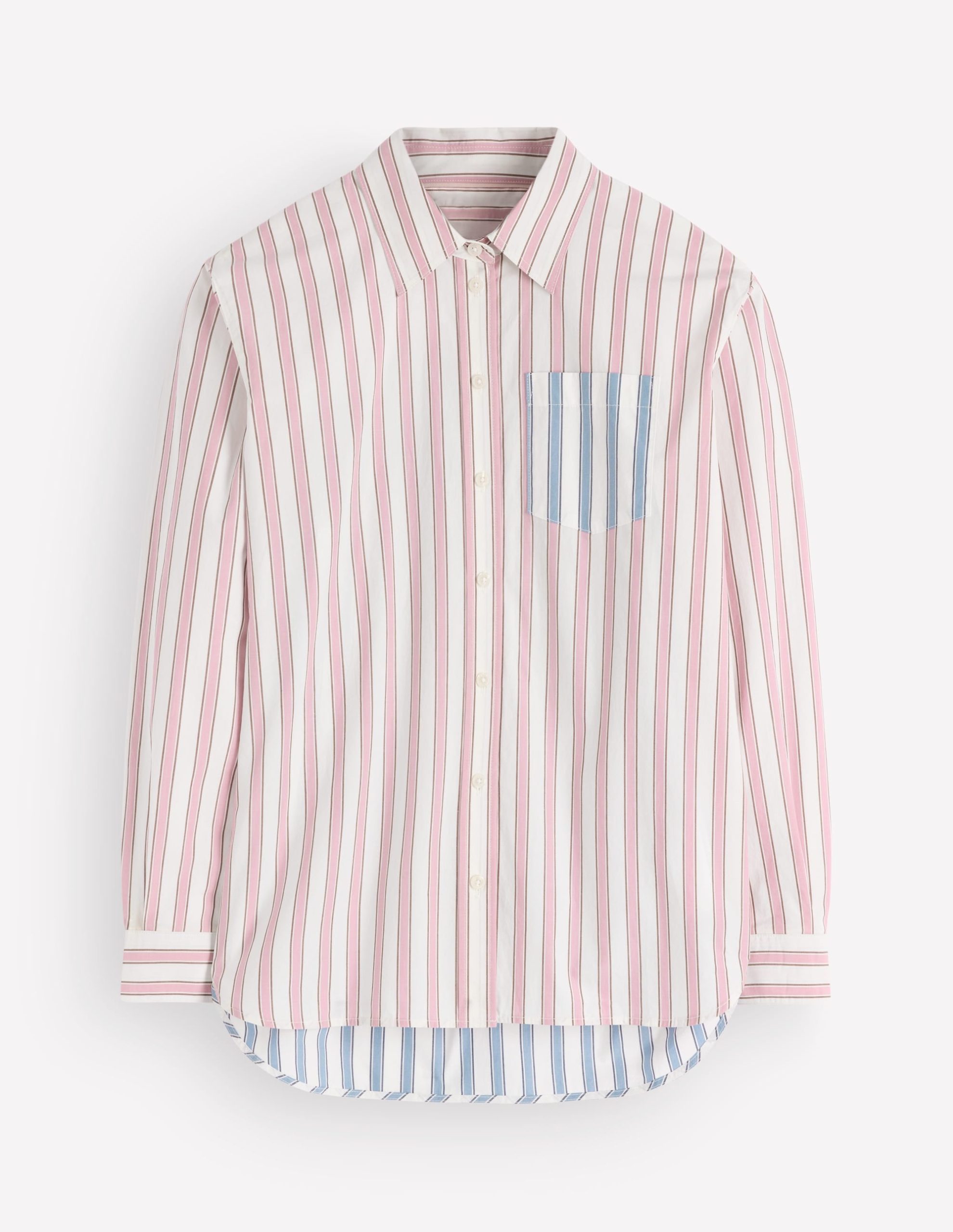 Sienna Relaxed Cotton Shirt-Pink and Blue. Hotched Stripe - Image 7