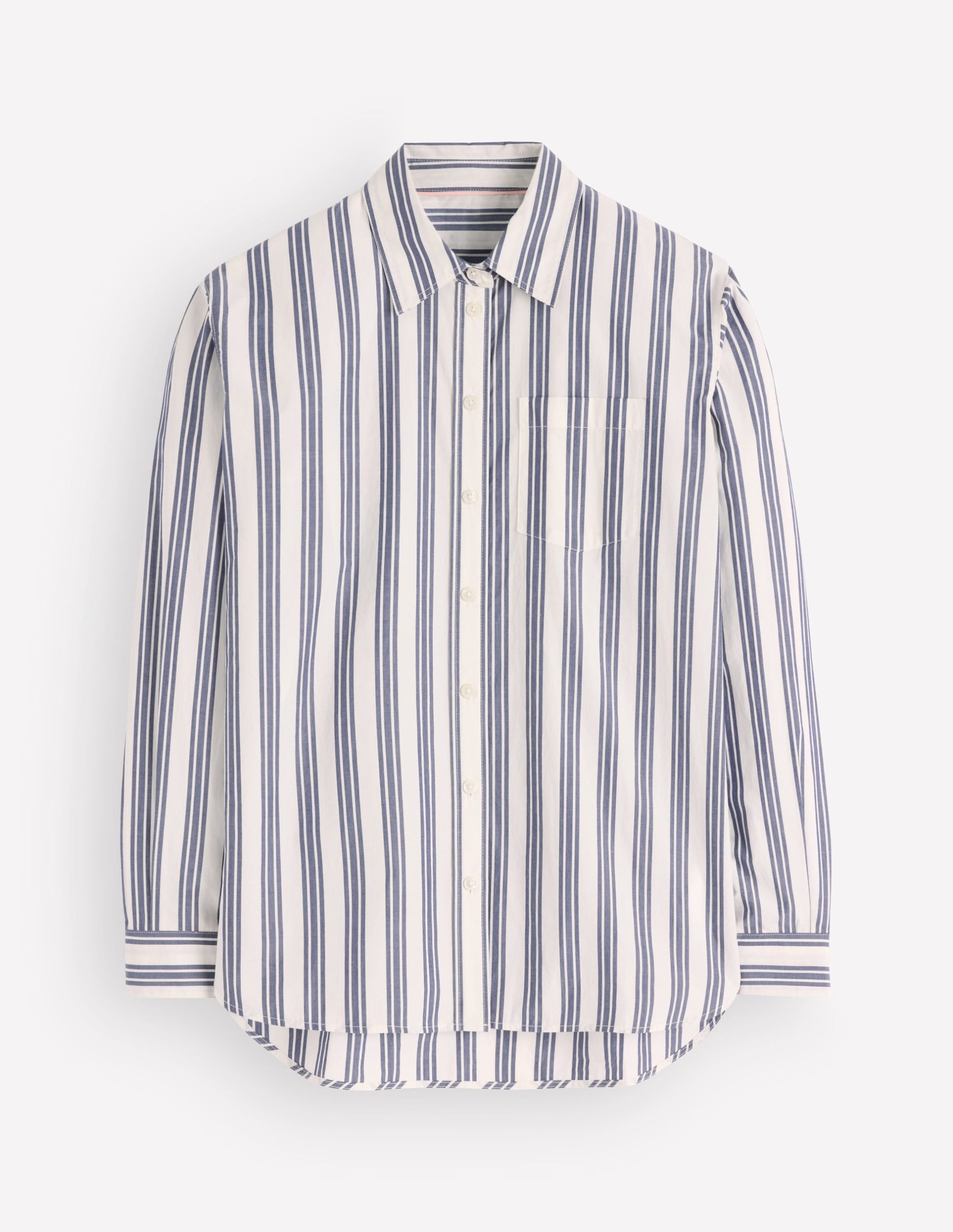 Sienna Relaxed Cotton Shirt-Ivory. Navy Tram Stripe - Image 6