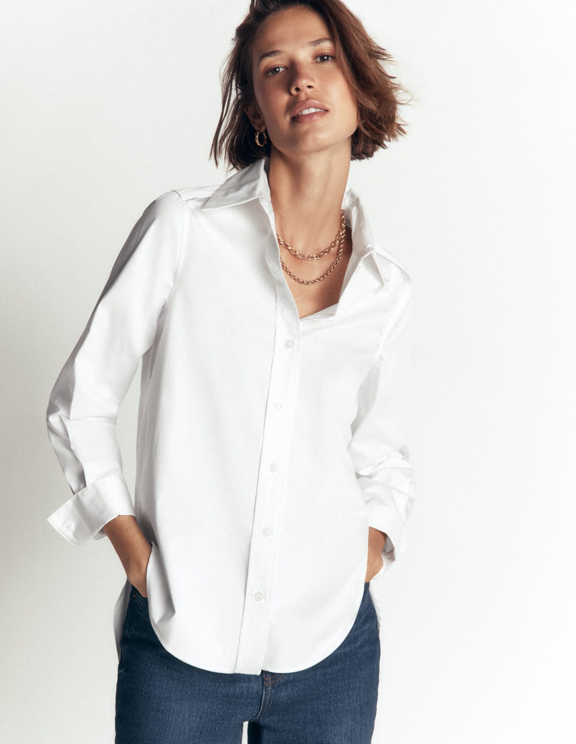 Anna Longline Cotton Shirt-White - Image 2
