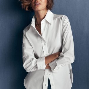Anna Longline Cotton Shirt-White