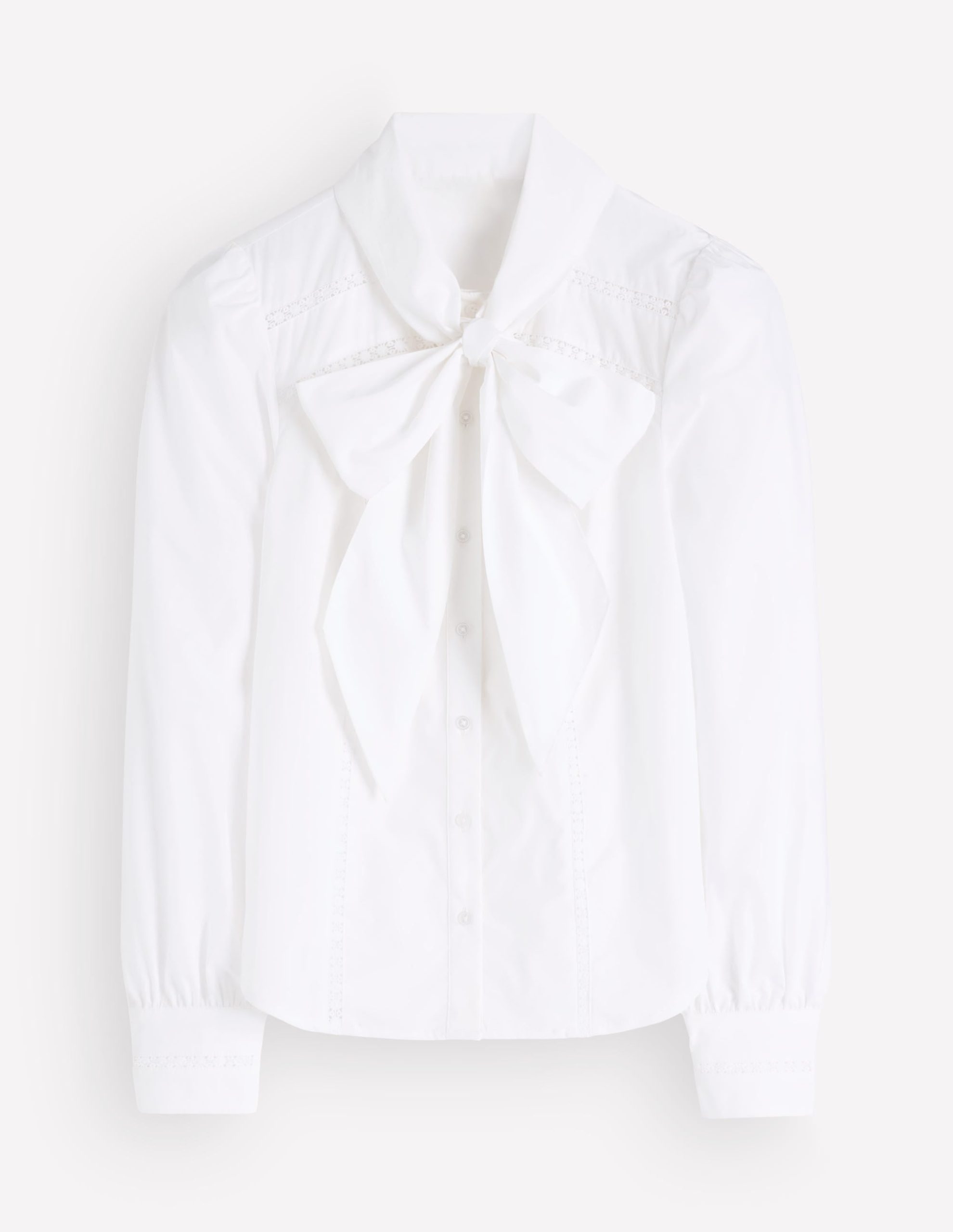 Clara Tie Neck Shirt-White Trim Detail - Image 9