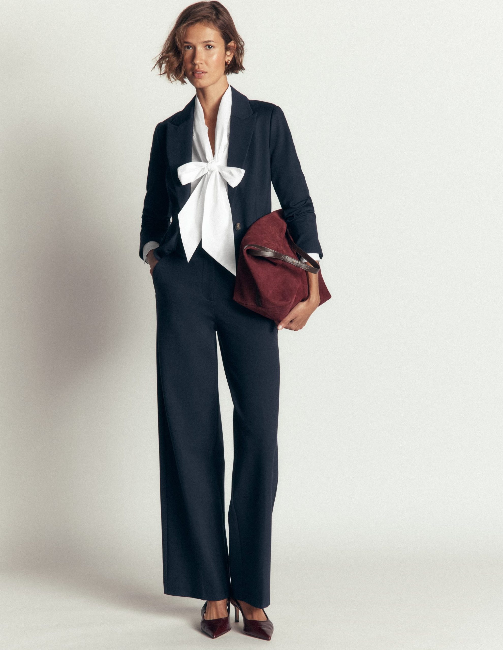 Clara Tie Neck Shirt-White Trim Detail - Image 7
