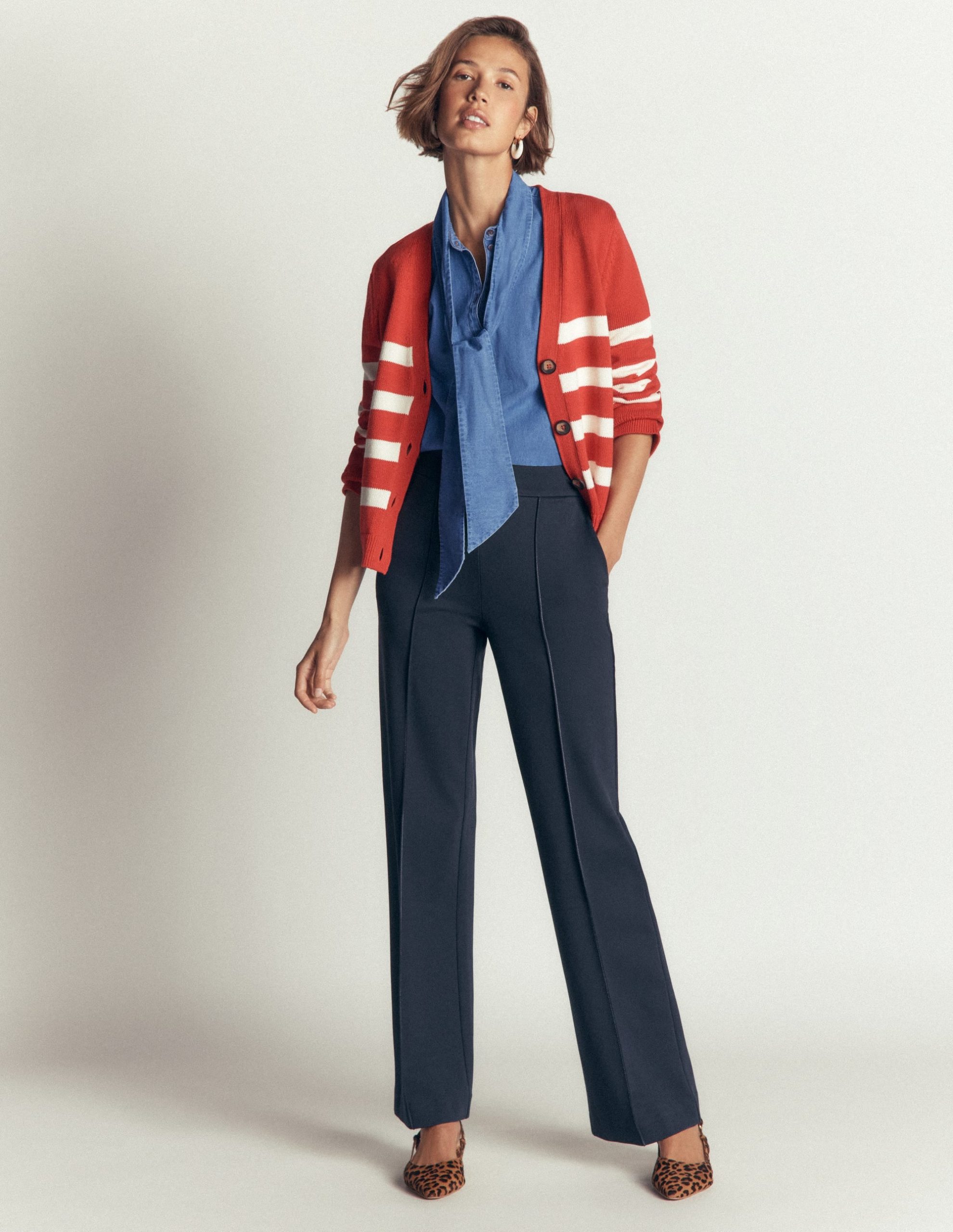 Tie Neck Denim Top-Light Vintage - Image 5