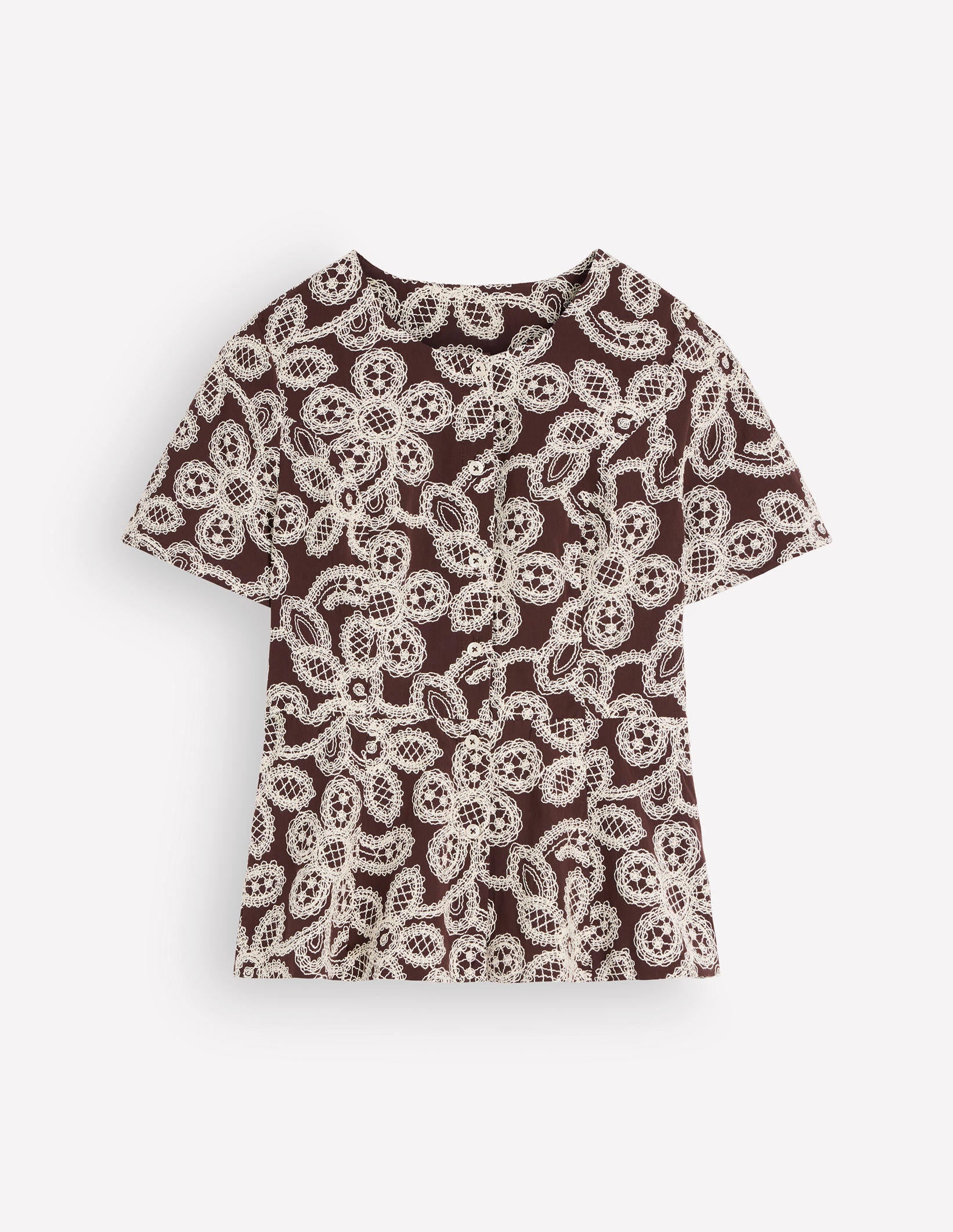 Embroidered Peplum Top-Bitter Chocolate - Image 7