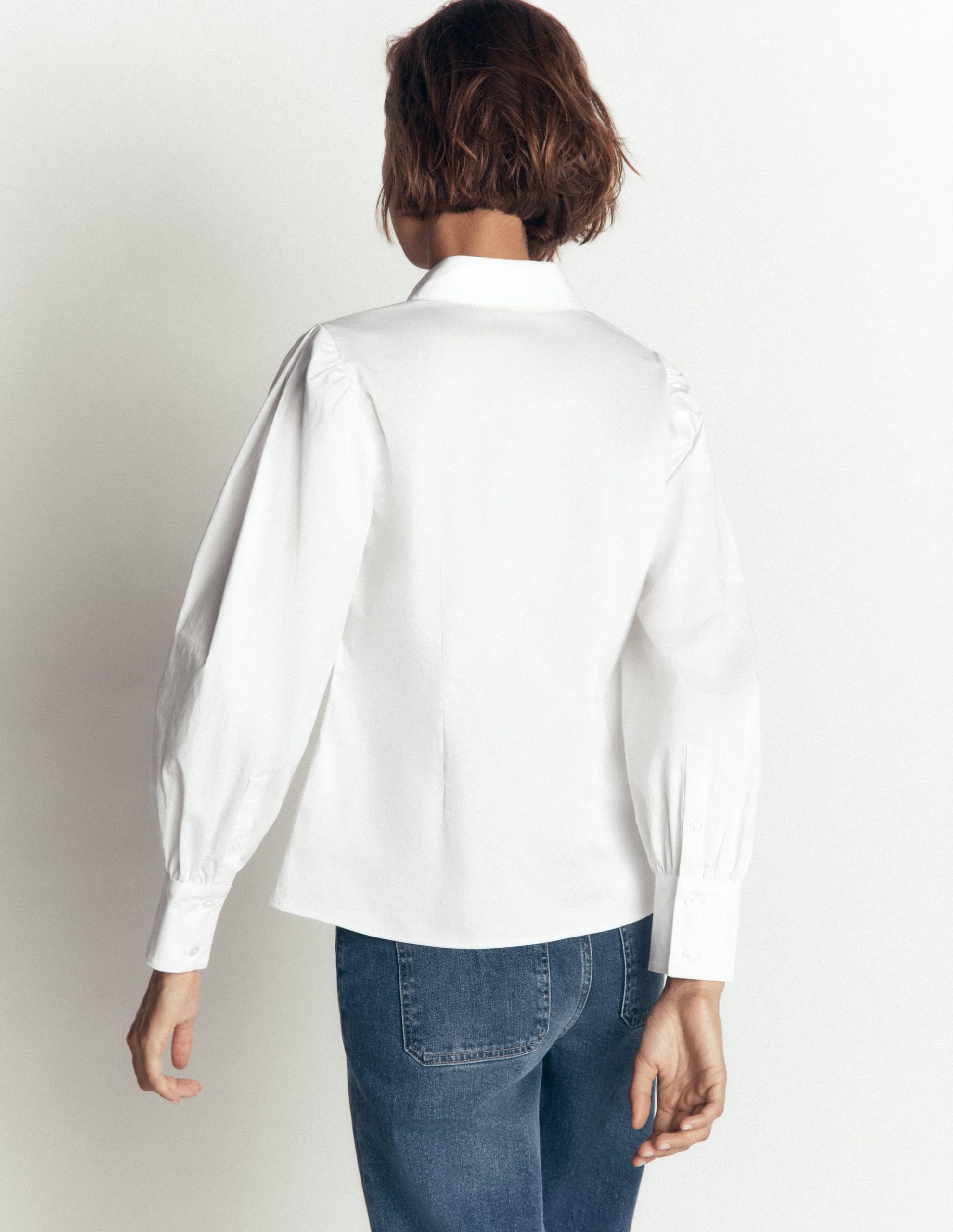 Volume Sleeve Shirt-White - Image 4