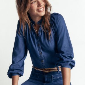 Erica Denim Frill Top-Mid Vintage