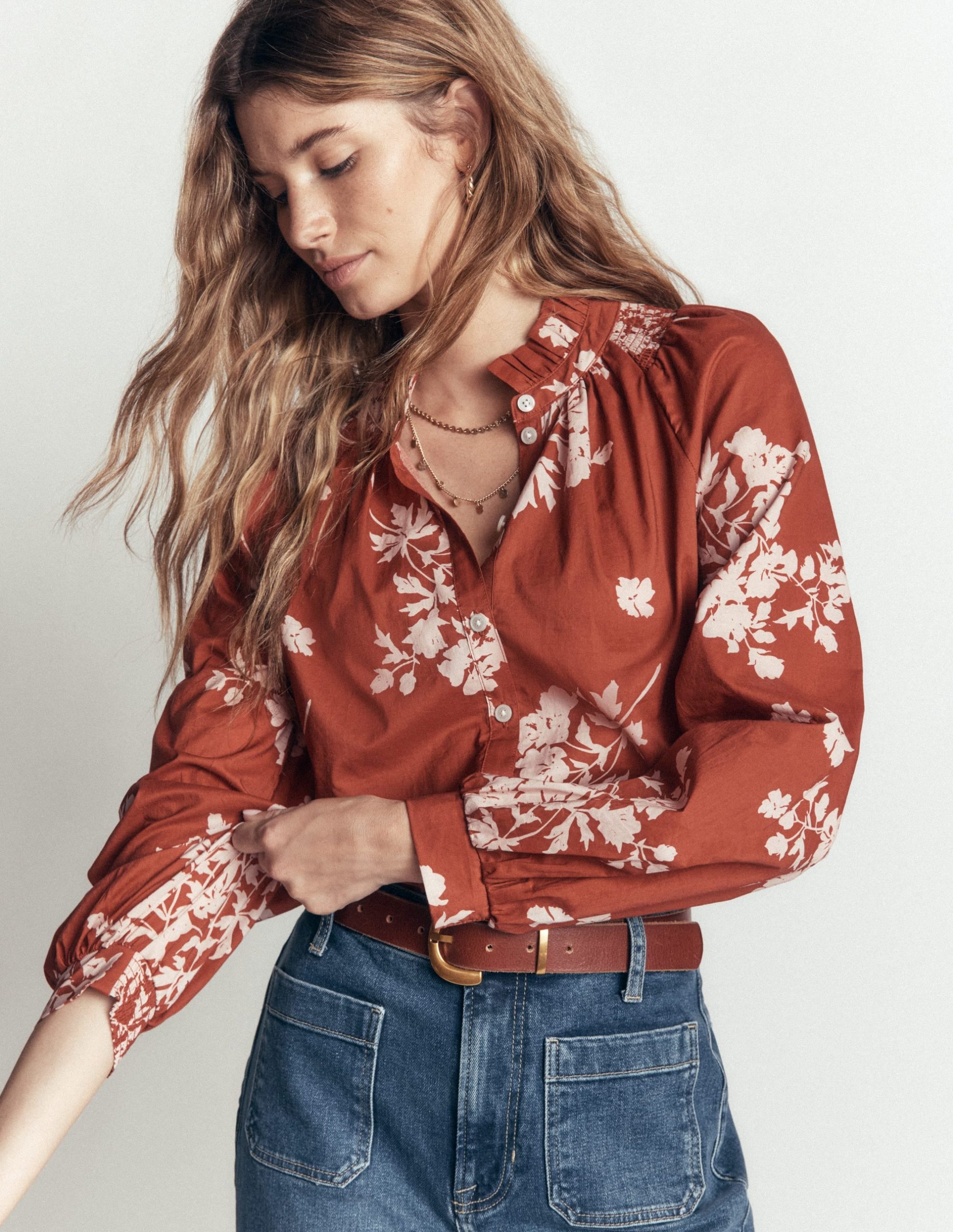 Erica Cotton Frill Top-Arabian Spice. Flecked Bunch - Image 4