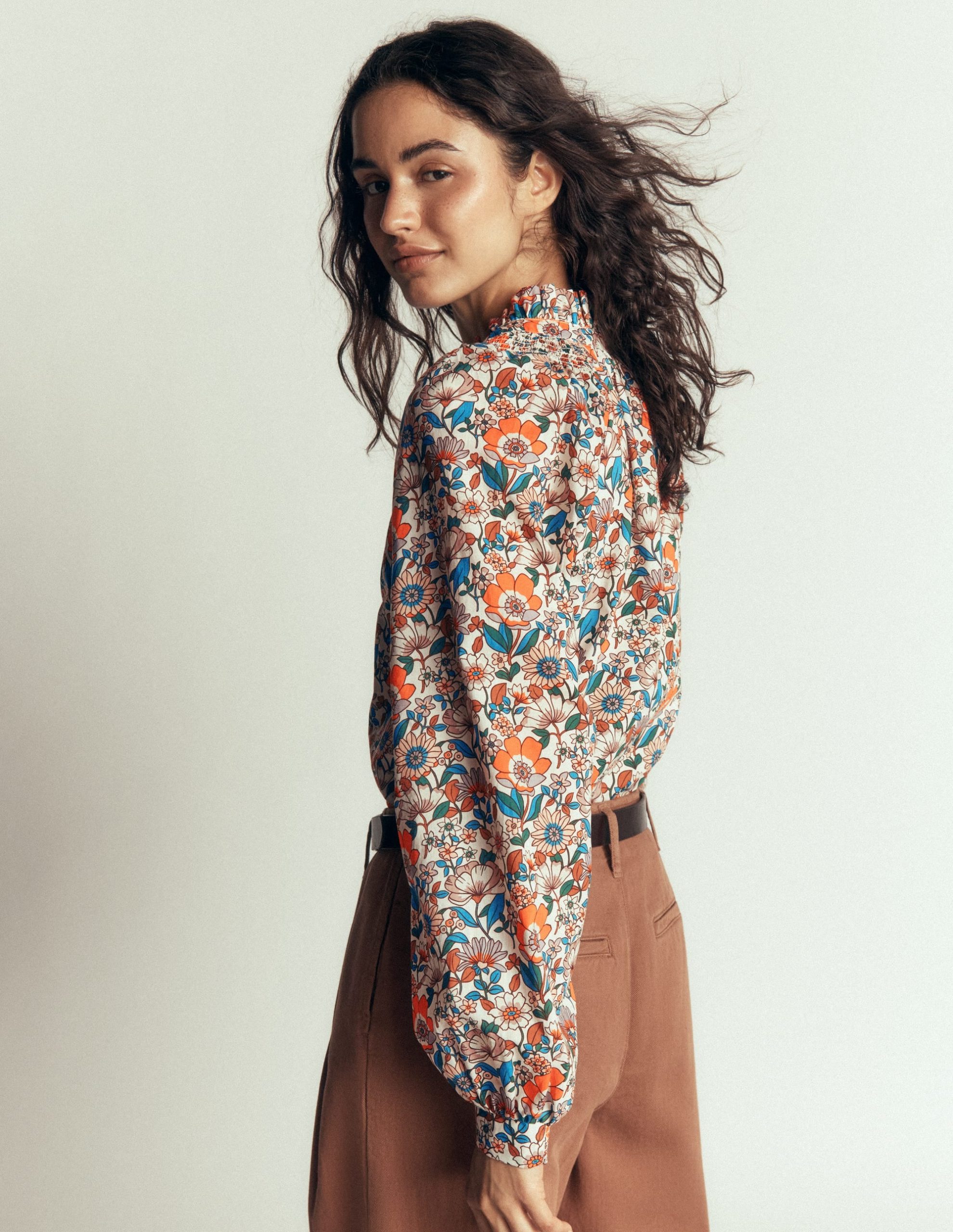 Erica Cotton Frill Top-Ivory. Floral Field - Image 3