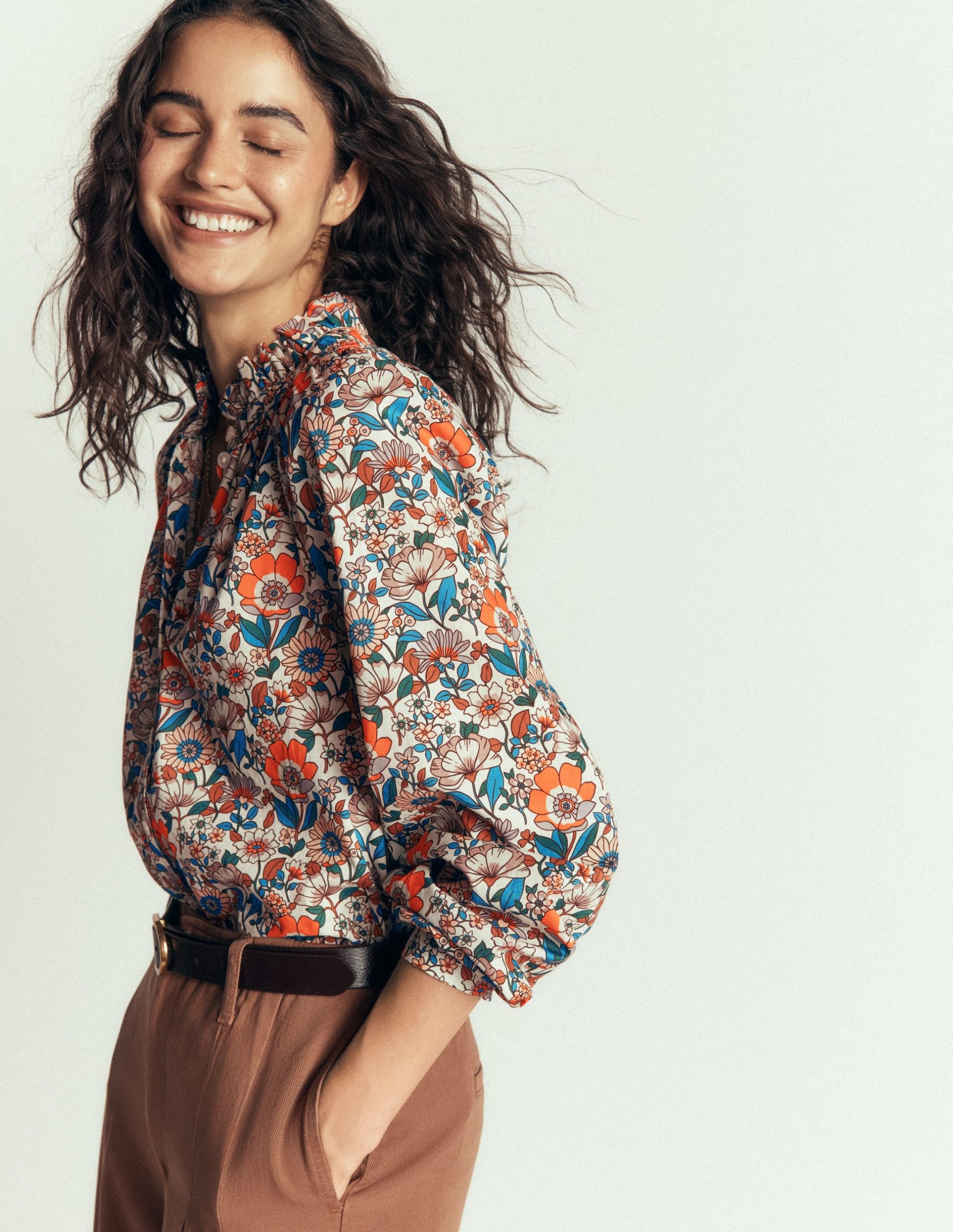 Erica Cotton Frill Top-Ivory. Floral Field - Image 6